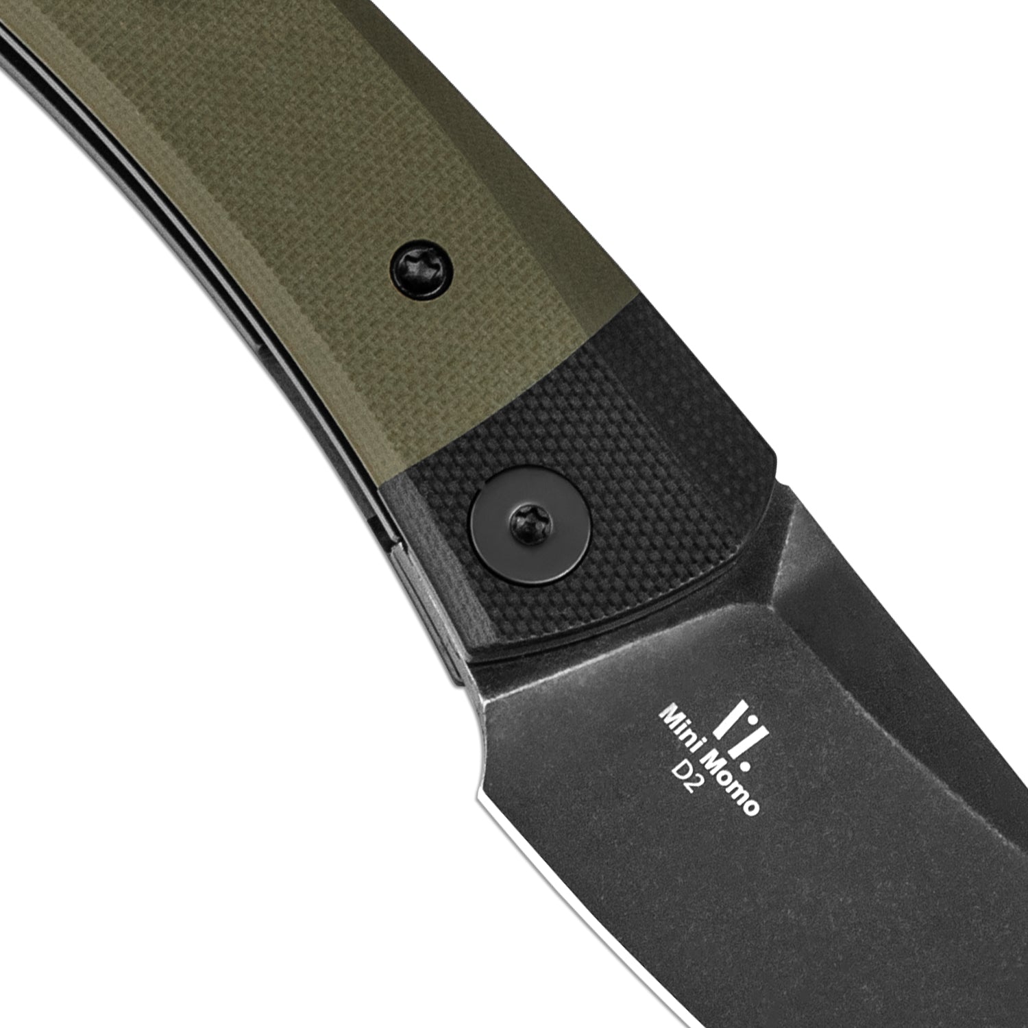 Mini Momo | D2 | Black G10+Olive Green G10 | KizerV™ 3663M2