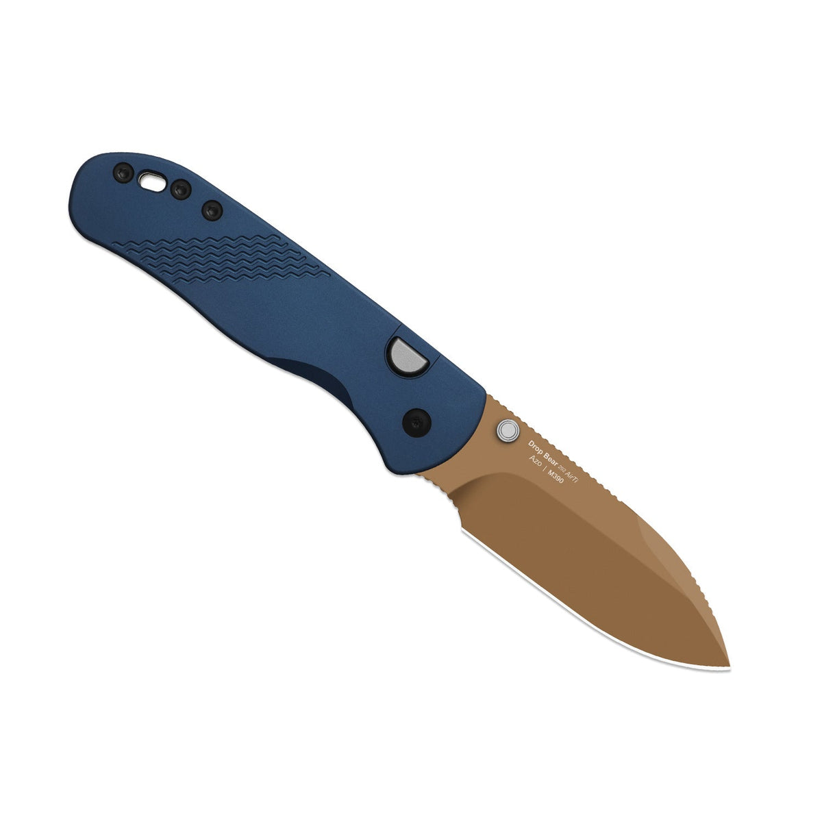 Drop Bear 292 AirTi (Left-Handed) | Kizer Button Liner Lock™ | M390 + Sunset PVD Coating | Blue Milled Aluminum | KizerB™ 3619.292BD5