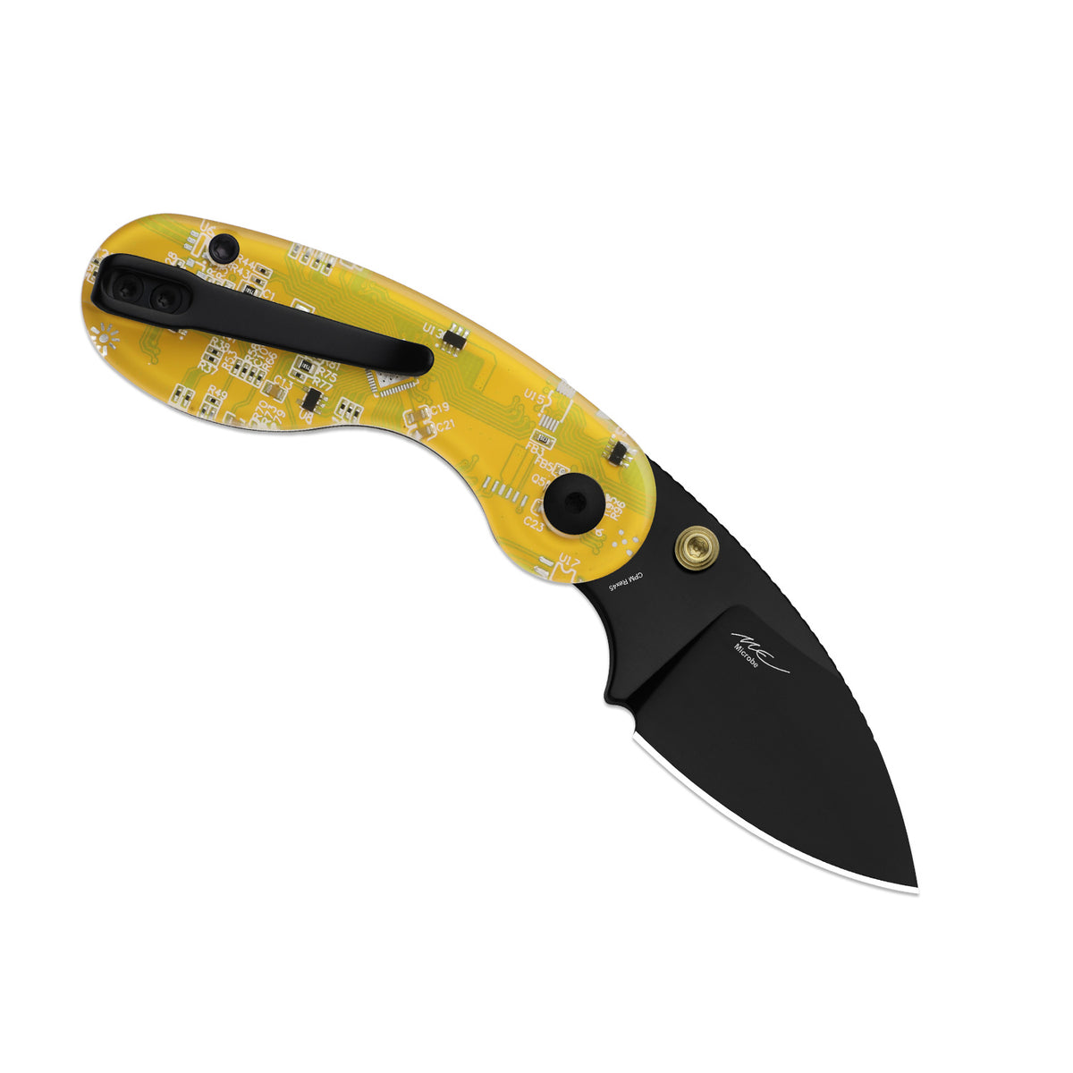 Microbe PCB | Kizer Button Liner Lock™ | CPM Rex45 | Resin & PCB | Black PVD Coating | KizerB™ 2742BDA3