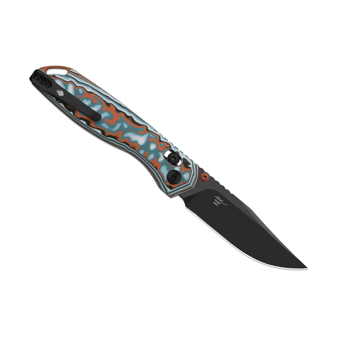 Findo | Clip Point | Kizer Clutch Lock™ | AEB-L + Black PVD Coating | vortex pattern micarta | KizerV™ 3743CC1