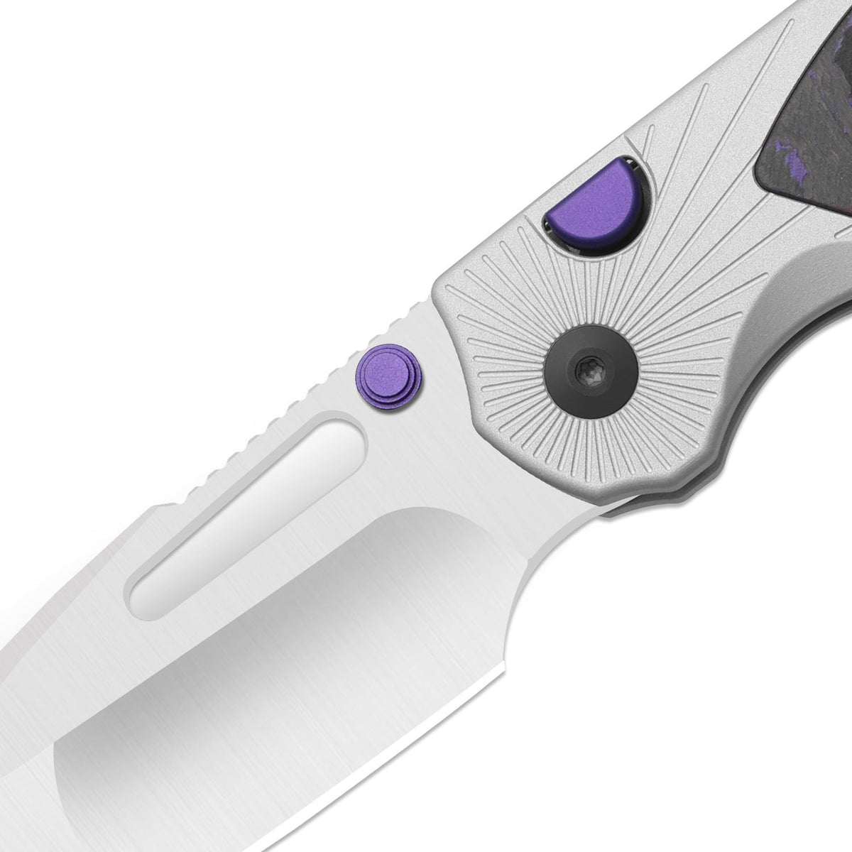 Durandal | Kizer Button Liner Lock™ | Aluminum & Fatcarbon® Purple Haze | S35VN + Satin | KizerB™ 3765BD3