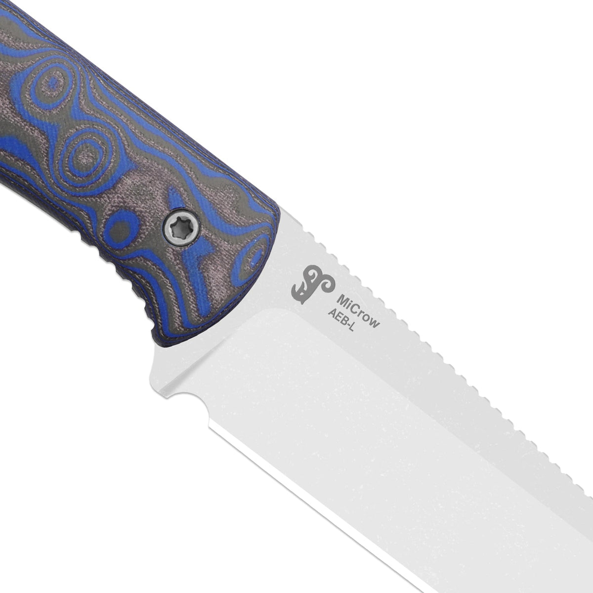 MiCrow | Wharncliffe | AEB-L | vortex pattern micarta | Stonewashed | KizerV™ 1139A2