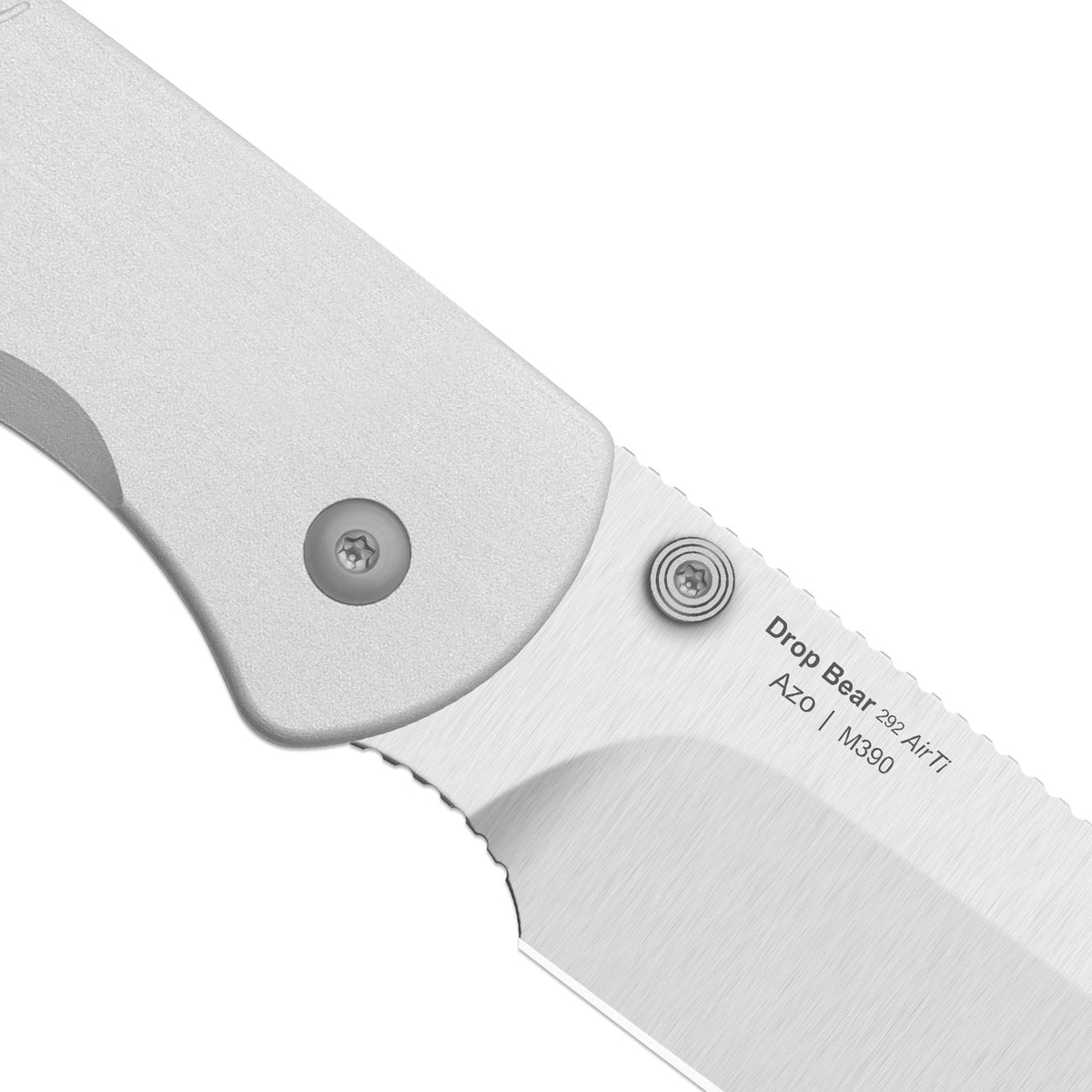 Drop Bear 292 AirTi | Kizer Button Liner Lock™ | M390 + Satin | Silver Milled Aluminum | KizerB™ 3619.292BD4