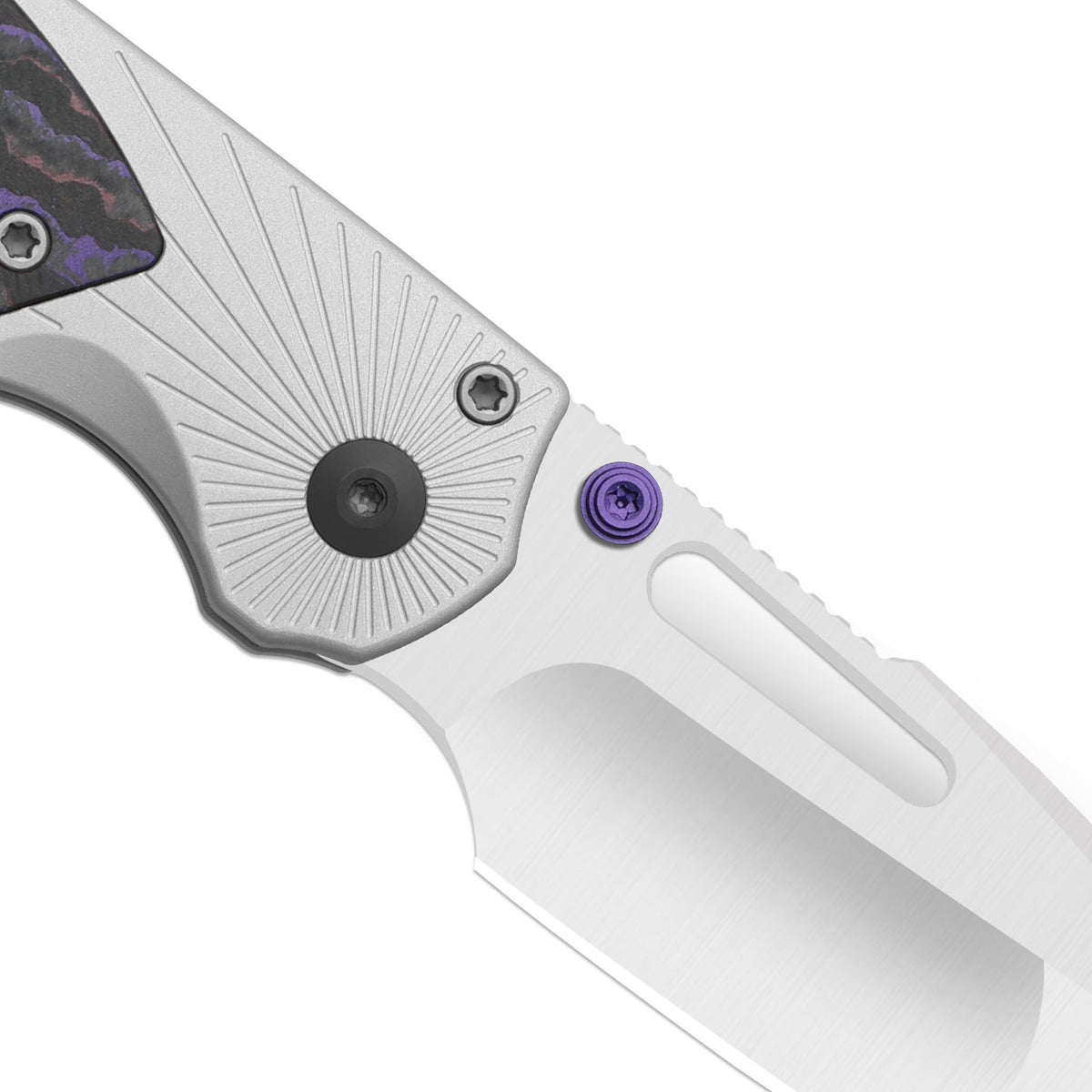 Durandal | Kizer Button Liner Lock™ | Aluminum & Fatcarbon® Purple Haze | S35VN + Satin | KizerB™ 3765BD3