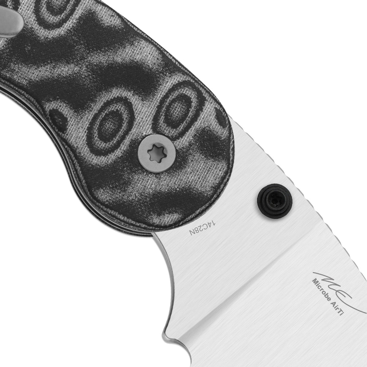 Microbe DSJ AirTi | Detent Slip Joint | vortex pattern micarta | 14C28N + Satin | KizerV™ 2742DSJA2