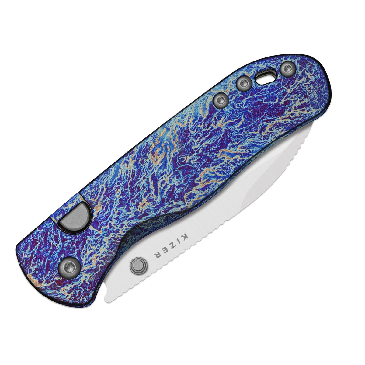 Drop Bear 292 AirTi | Kizer Button Liner Lock™ | M390 + Satin | Etched Pattern Aluminum | KizerB™ 3619.292BDK1 (Limited Release)