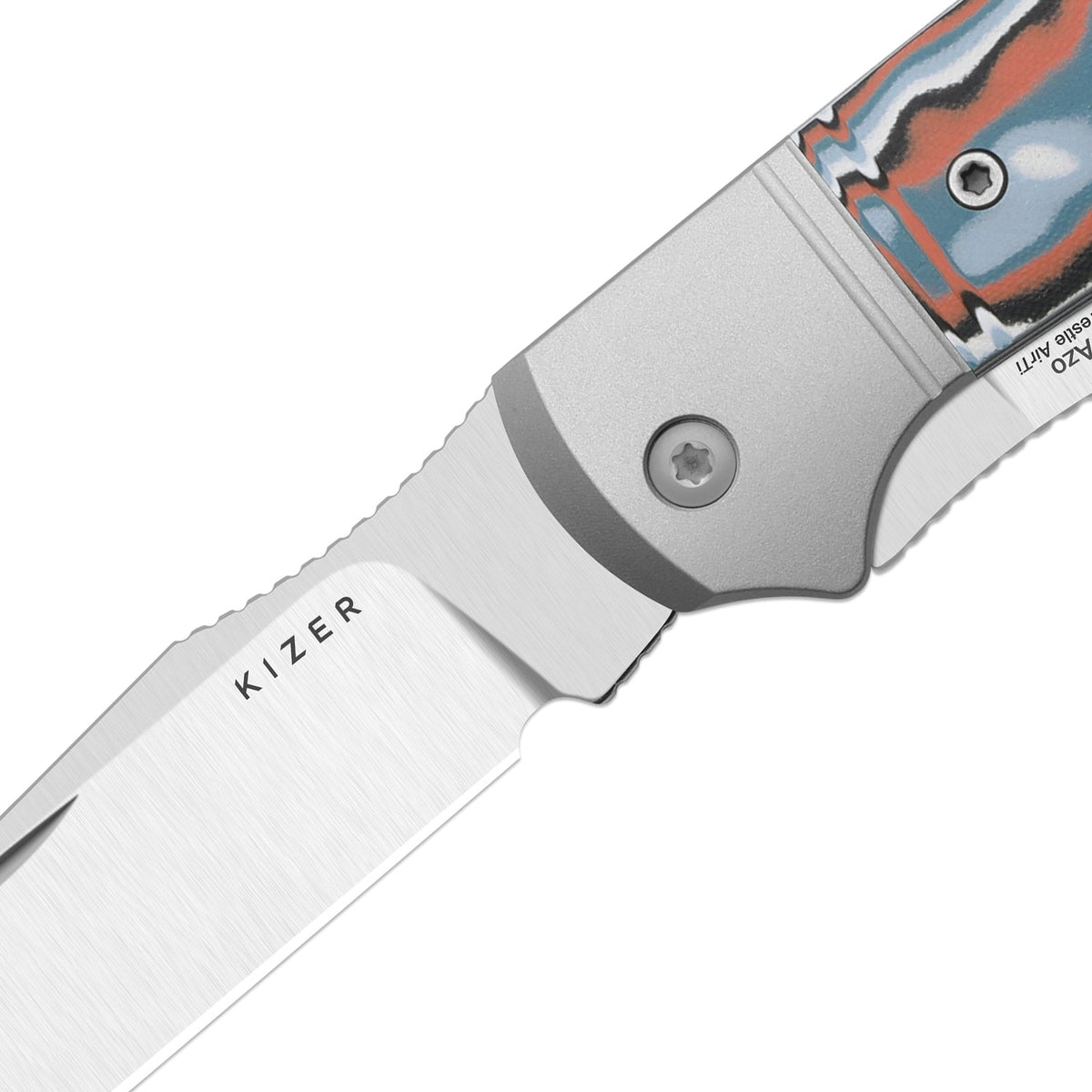 Trestle TP AirTi|BD1N Dual-Blade Clip Point & Spey Point | KStop™ 105° Half-Stop Trapper | Aluminum & vortex pattern micarta | KizerB™ 3761TPA4