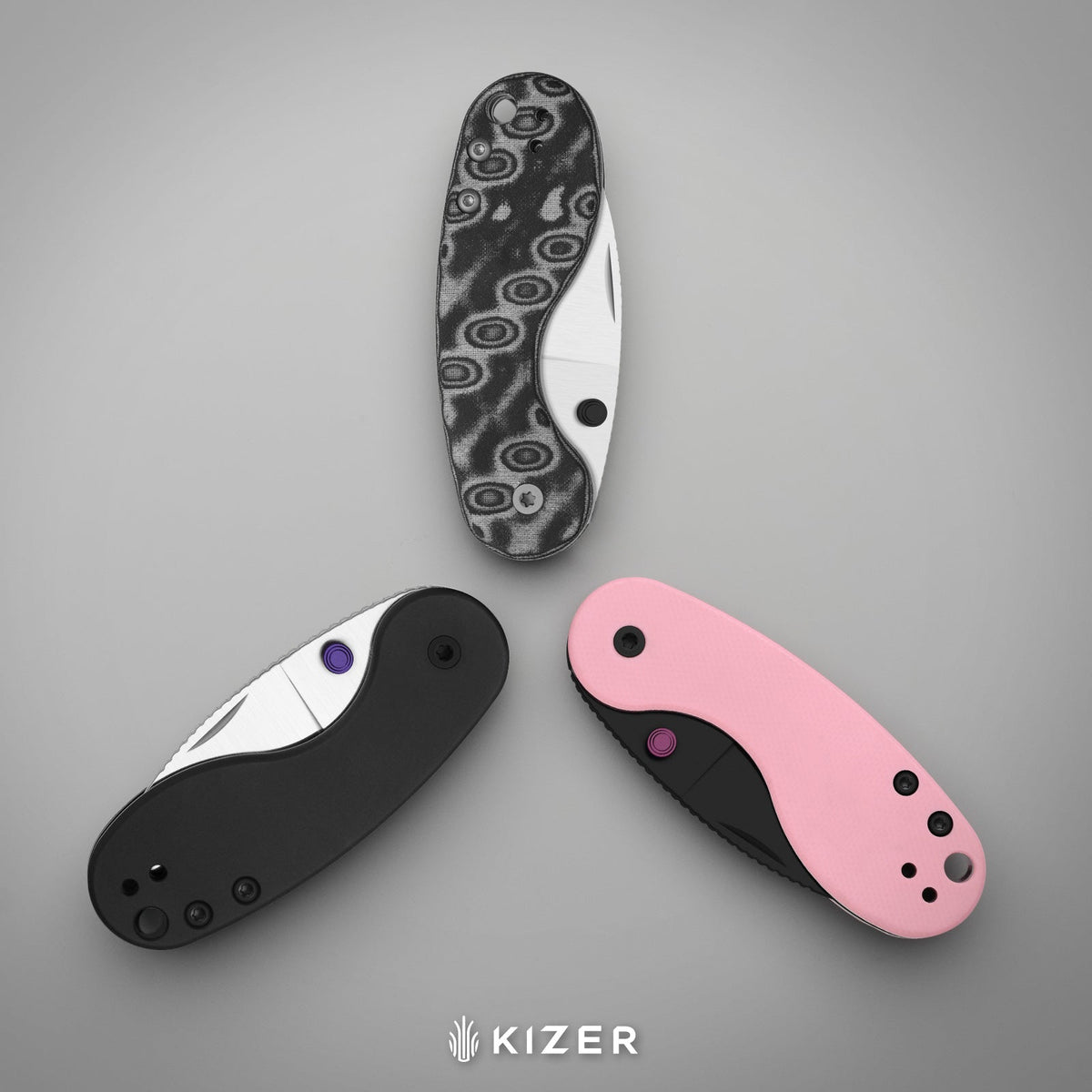 Microbe DSJ AirTi | Detent Slip Joint | vortex pattern micarta | 14C28N + Satin | KizerV™ 2742DSJA2