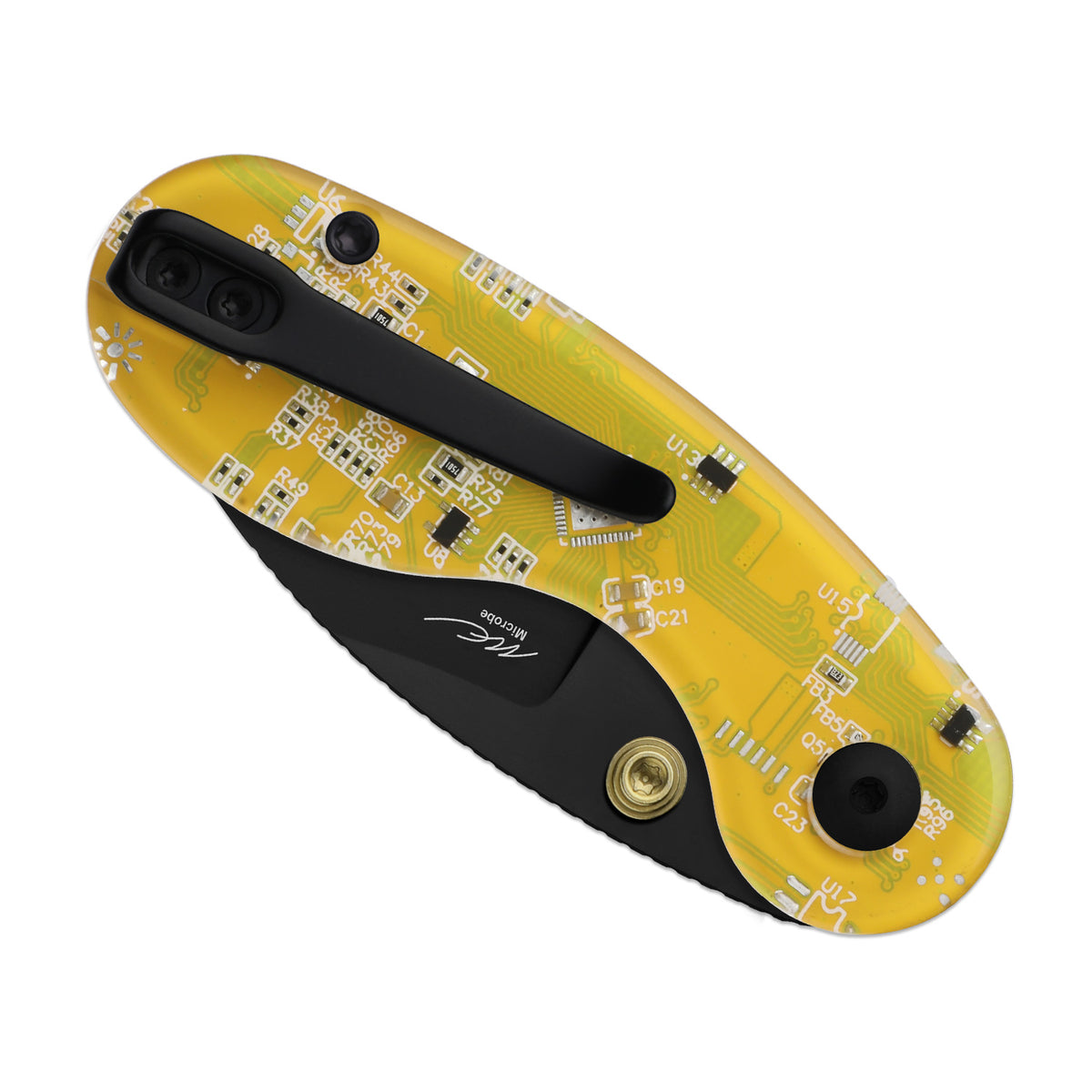 Microbe PCB | Kizer Button Liner Lock™ | CPM Rex45 | Resin & PCB | Black PVD Coating | KizerB™ 2742BDA3