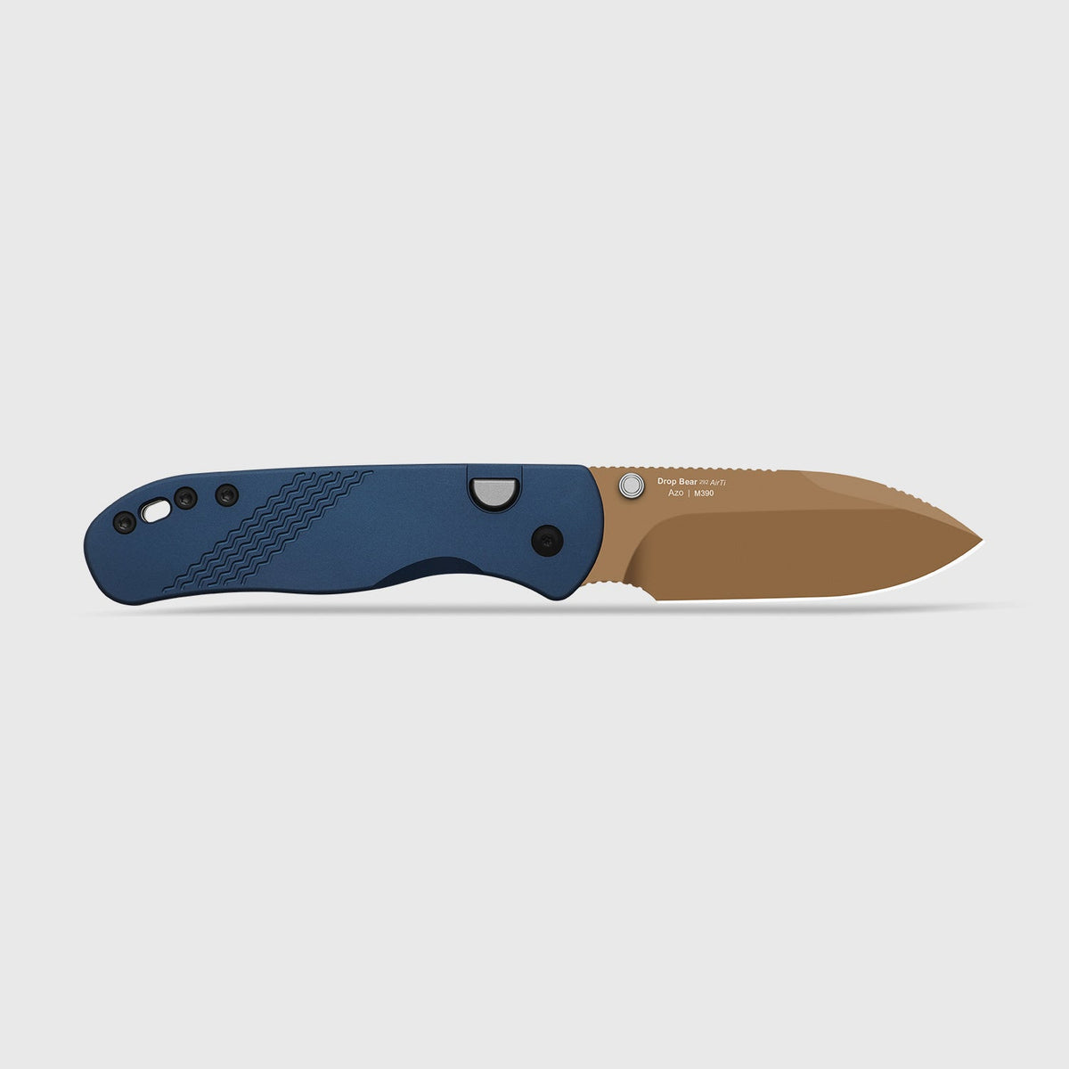 Drop Bear 292 AirTi (Left-Handed) | Kizer Button Liner Lock™ | M390 + Sunset PVD Coating | Blue Milled Aluminum | KizerB™ 3619.292BD5
