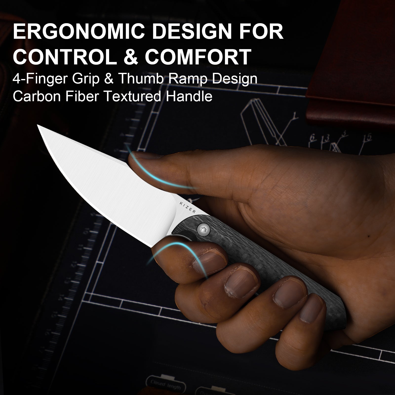 Mini Harpoon | M390 | Carbon Fiber | KizerB™ 1040S8