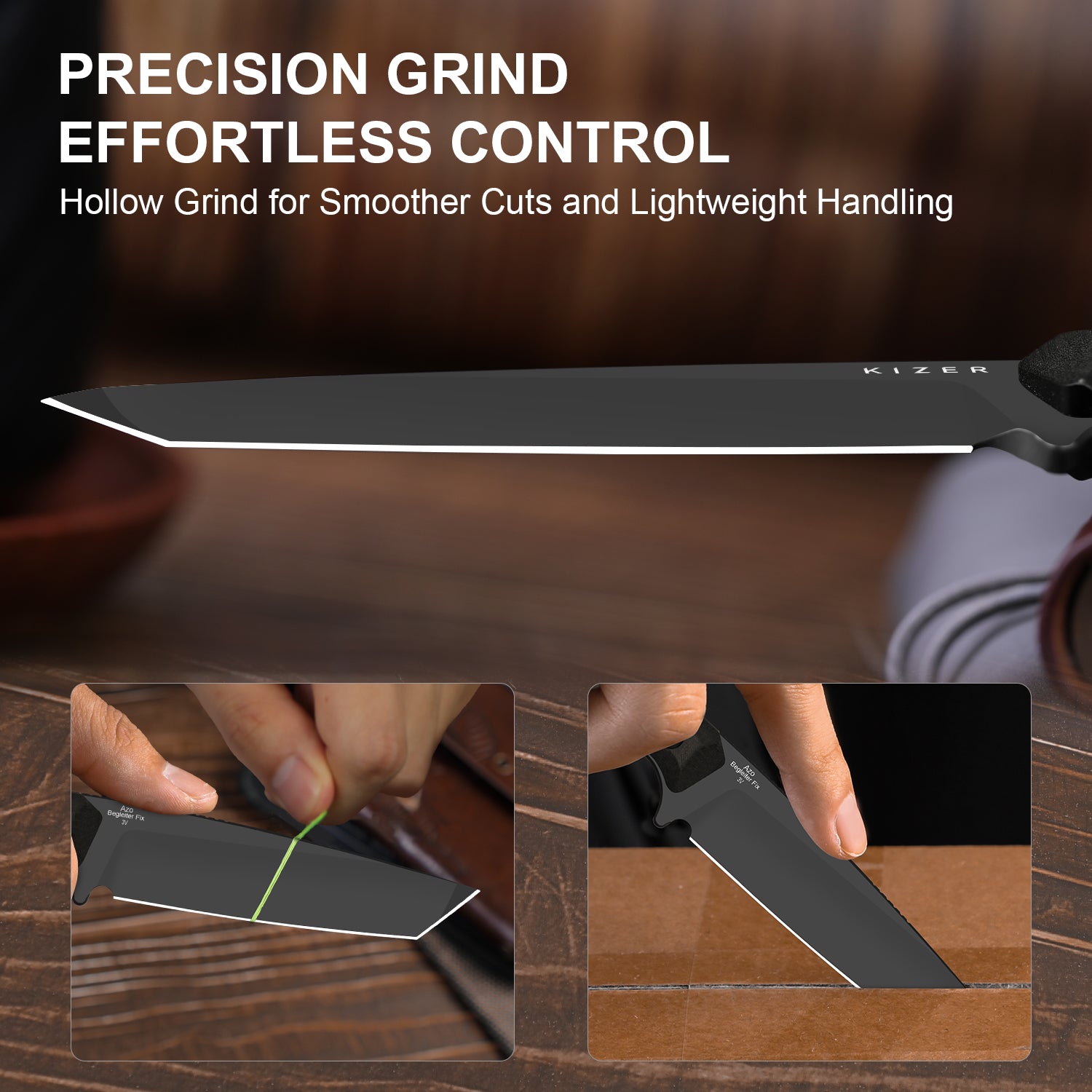 Begleiter® Fix | 3V+Hollow Grind | Richlite (Chocolate Glacier) | Hollow Grind | KizerV™ 1045MT1