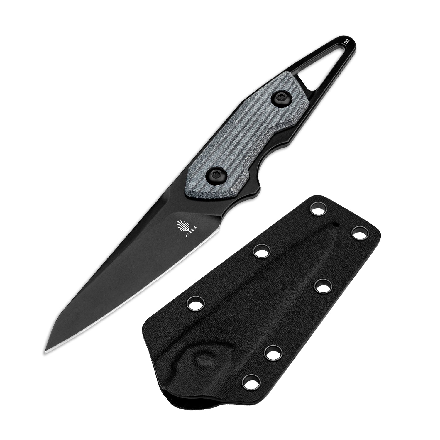 GROOM 3.08 inches D2 Fixed Blade Denim Micarta Handle 1060A1-kizer