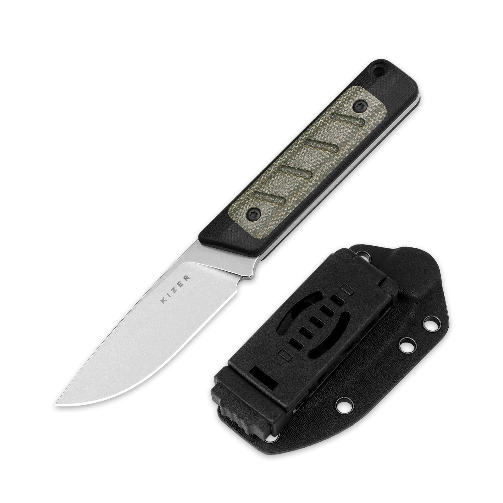 Smolt 2.93 inch 14C28N Black G10 & Micarta 1063A6-Kizer