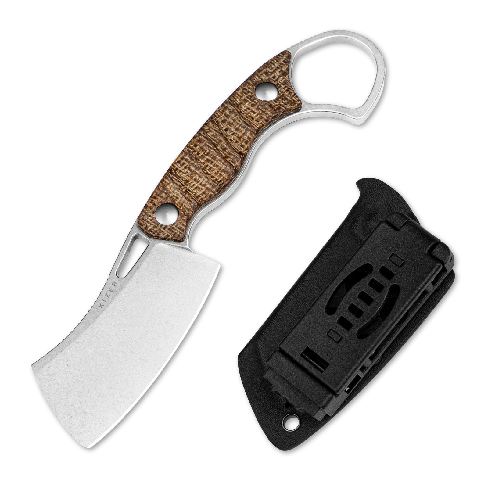 Little Rhino | AEB-L | Burlap Micarta | KizerV™ 1065A4