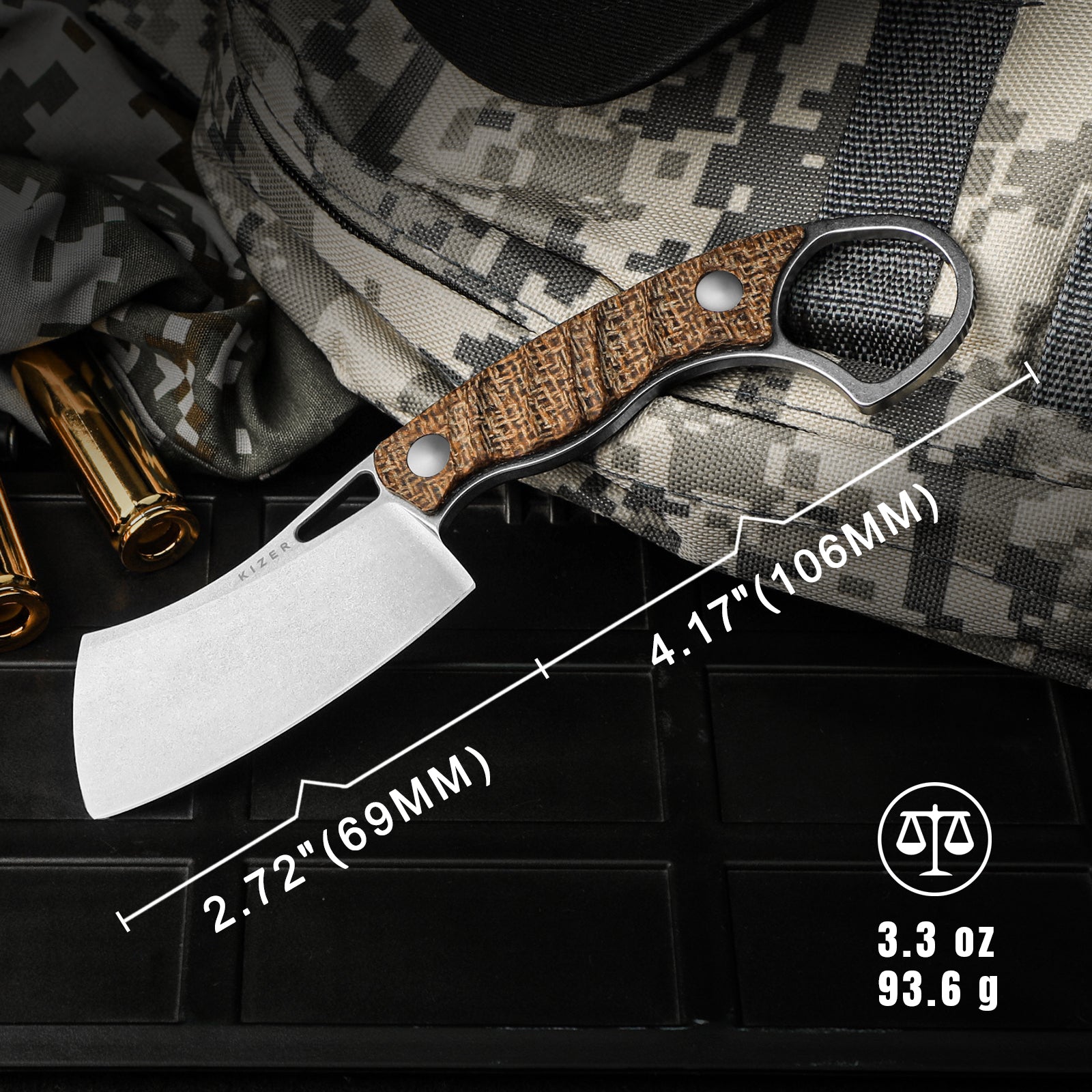 Little Rhino | AEB-L | Burlap Micarta | 1065A4