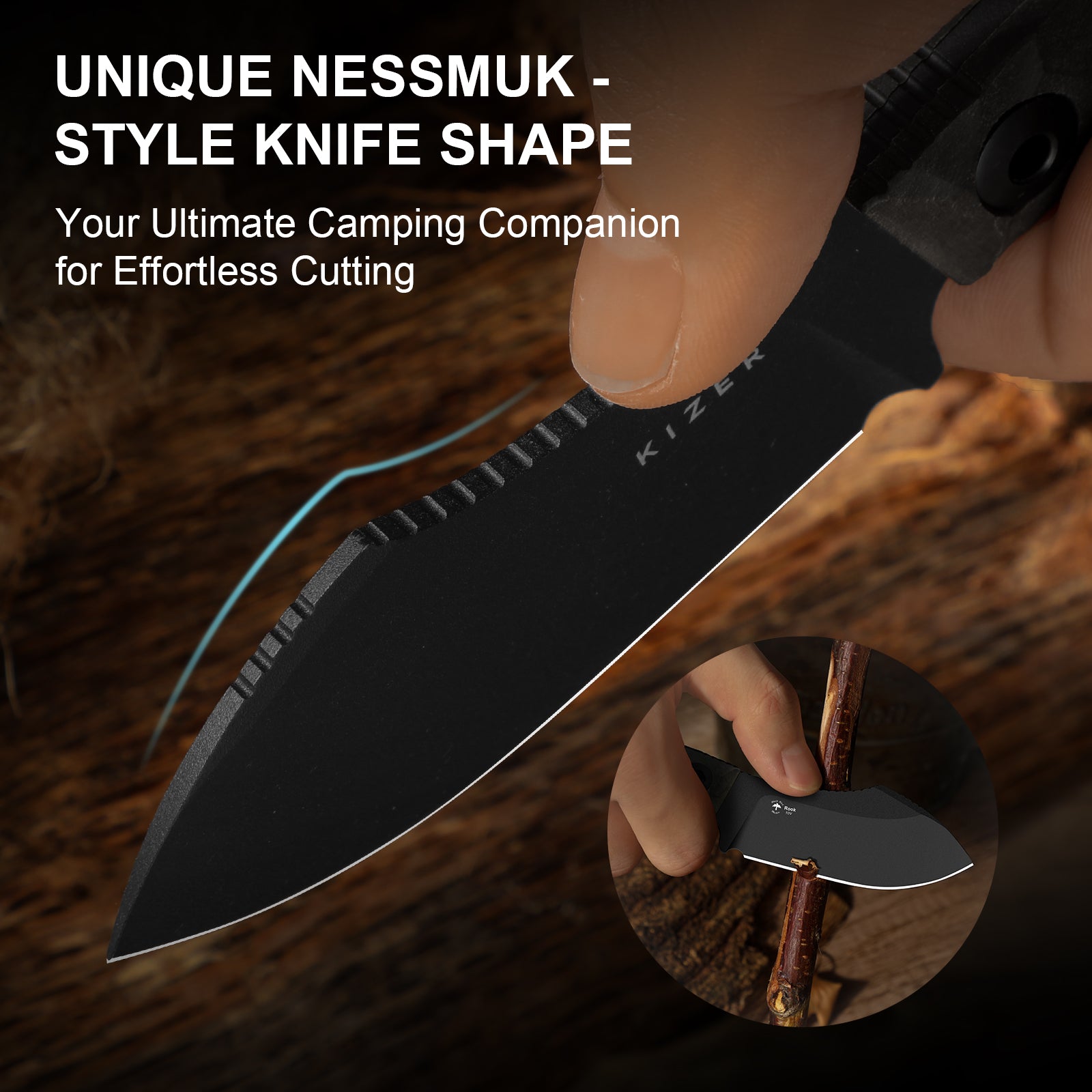 Rook | 10V | Richlite | Fixed Blade | 1090A1