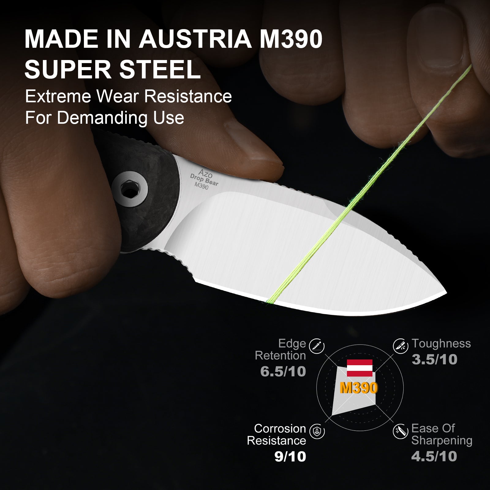 Drop Bear® Fix | M390 | Carbon Fiber | KizerV™ 1094A3