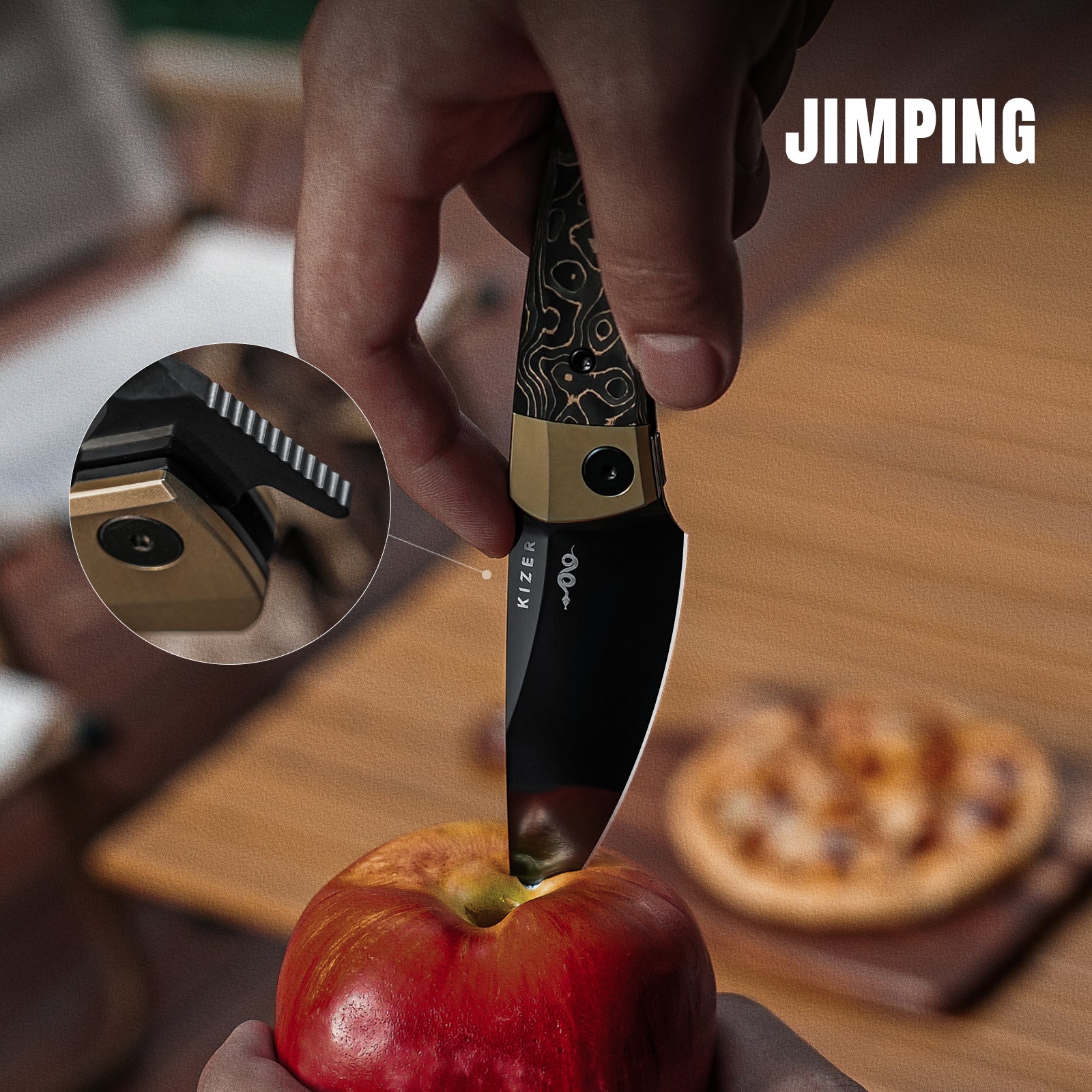 Mini MoMo | S90V | Titanium+Fat Carbon Camo Gold | KizerB™ 3663A3