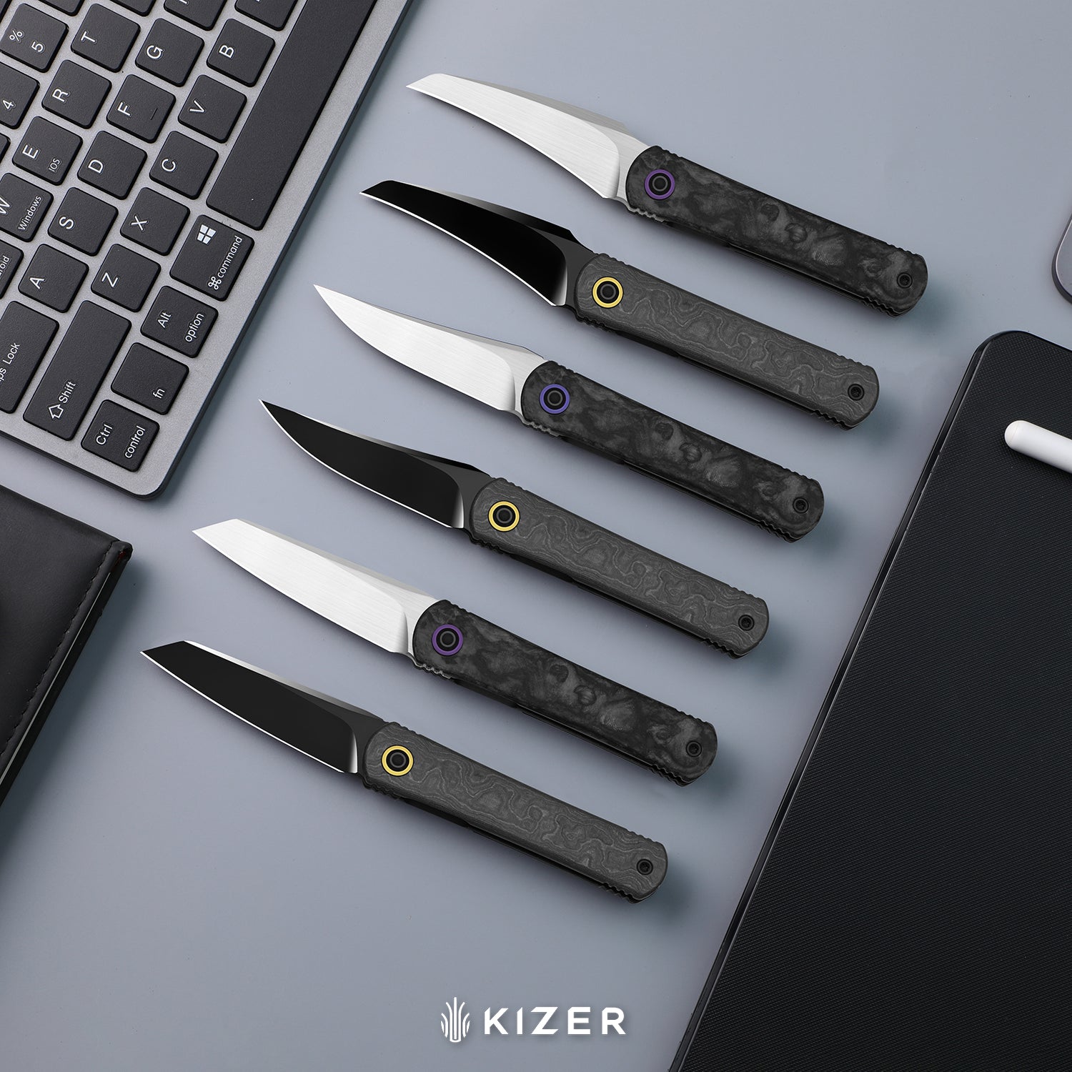 Feist 3 | CPM S90V + Polished DLC Ultra | Titanium (Matte DLC Ultra) & KizerNova™ Quartz | Reverse Tanto | KizerX™ 3499.3A4