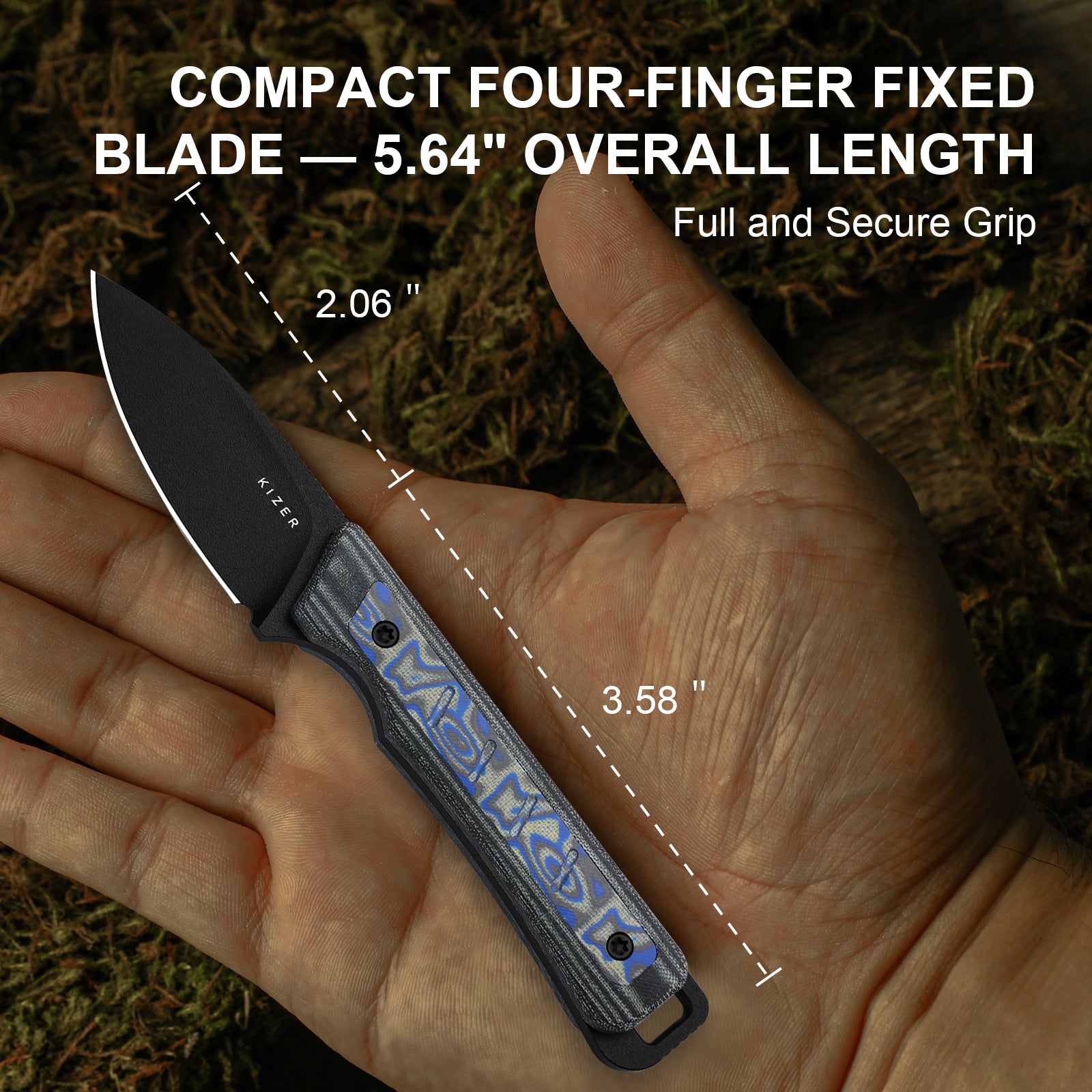 Whiskey Jack | 10V | Micarta With Vortex Pattern | Skeletonized Tang | KizerB™ 1108A1