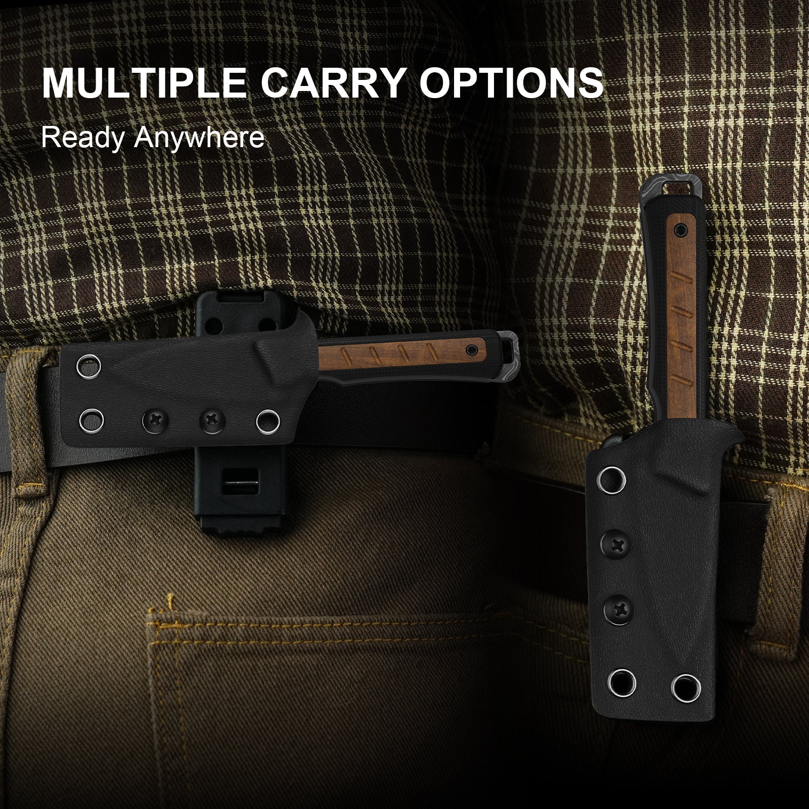 Whiskey Jack | Acid-washed Damascus | G10 & Mkuruti Wood | Skeletonized Tang | KizerV™ 1108A2