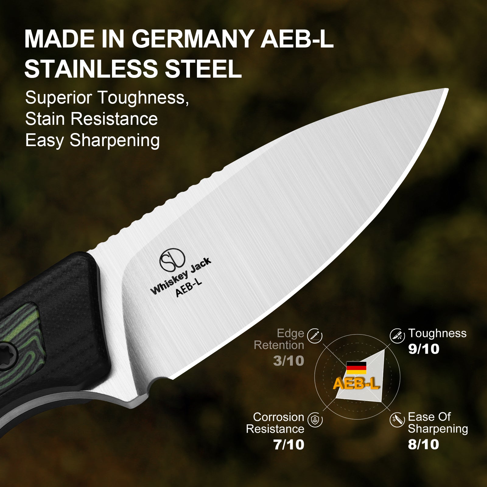 Whiskey Jack | AEB-L | G10 & Damascus G10 | Skeletonized Tang | KizerV™ 1108A3