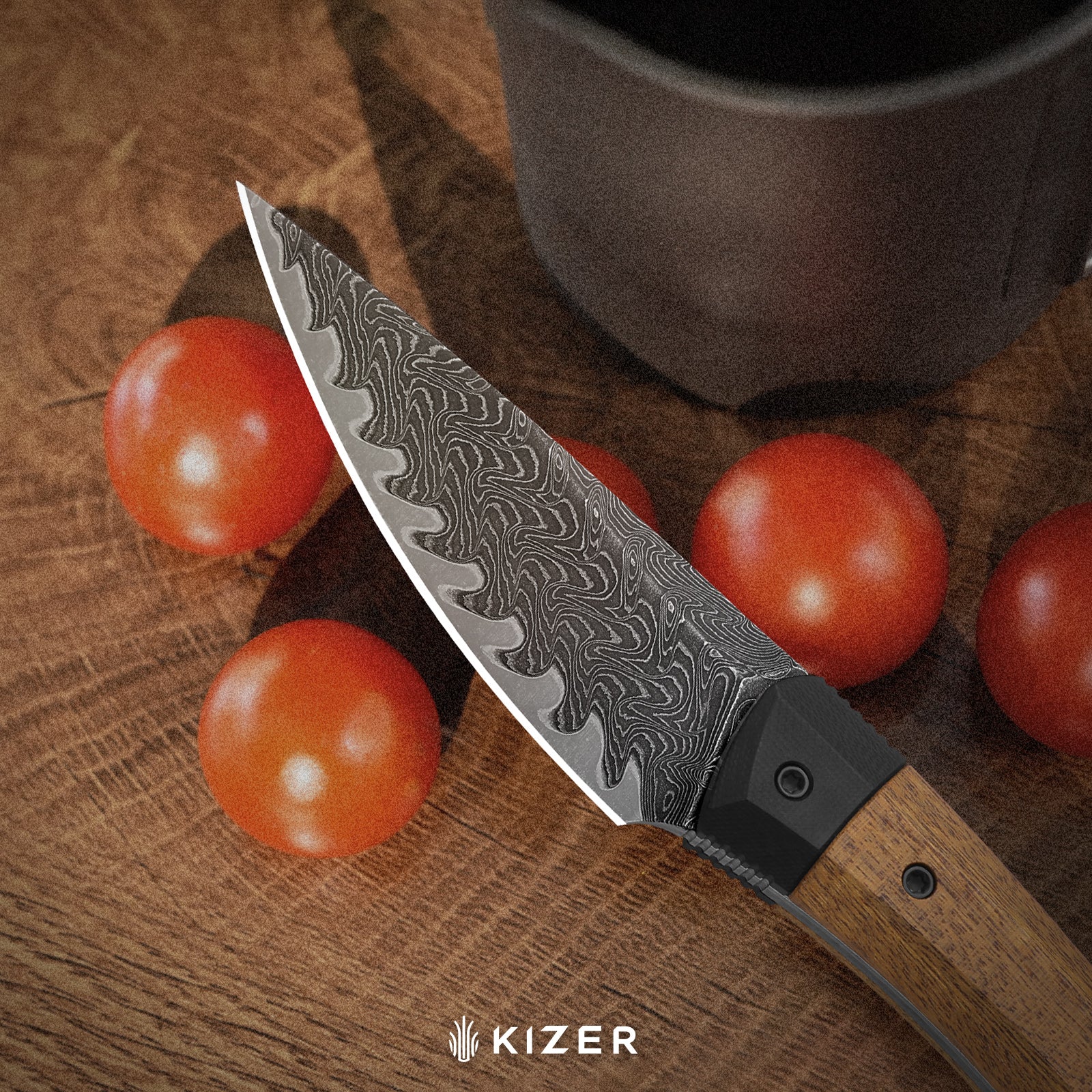 Momo Fix 3 | Takefu VG-10 Damascus | Mkuruti Wood & G10 | KizerB™ 1124A1