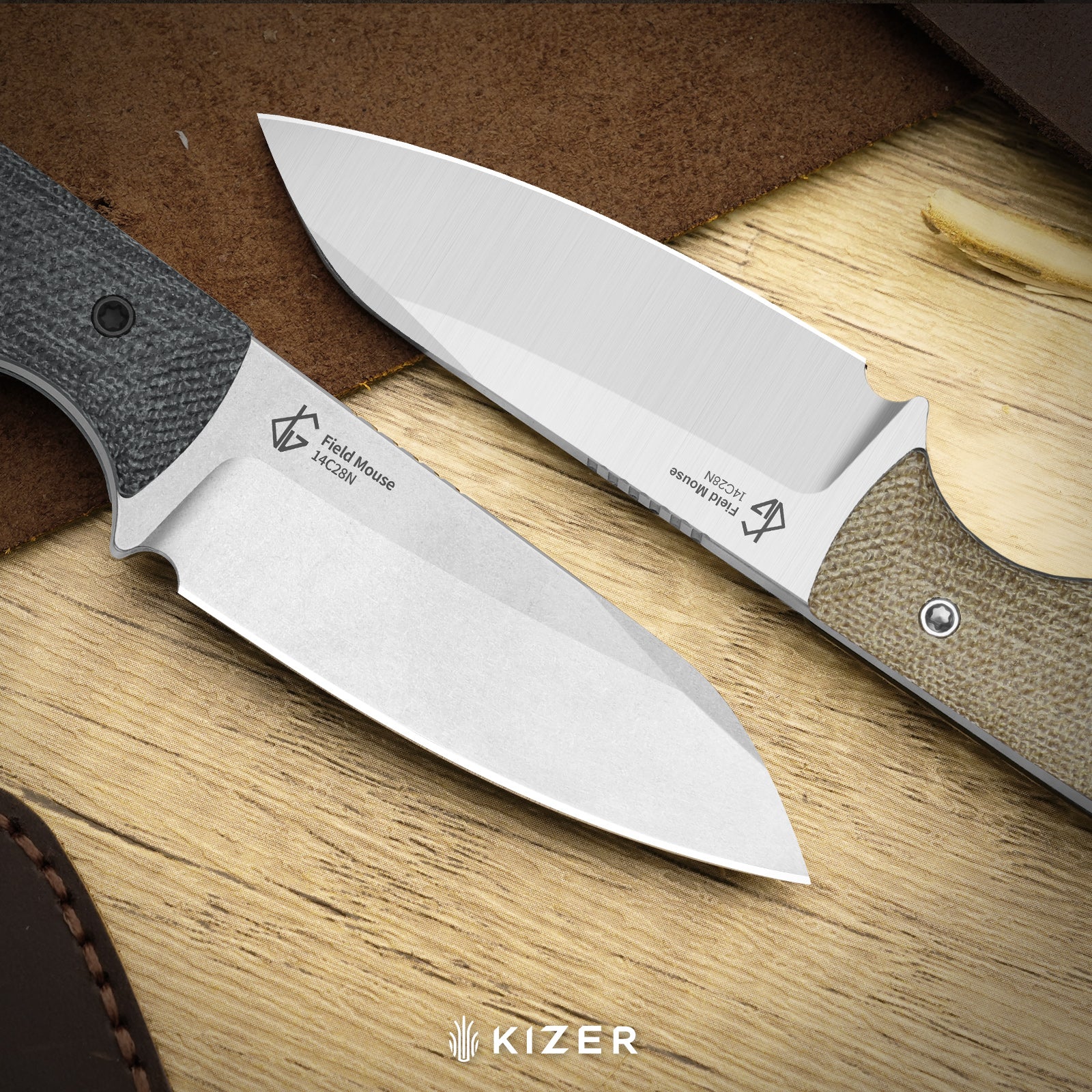 Field Mouse | CPM 3V | FatCarbon Camo Gold | Fixed Blade | KizerB™ 1135A1