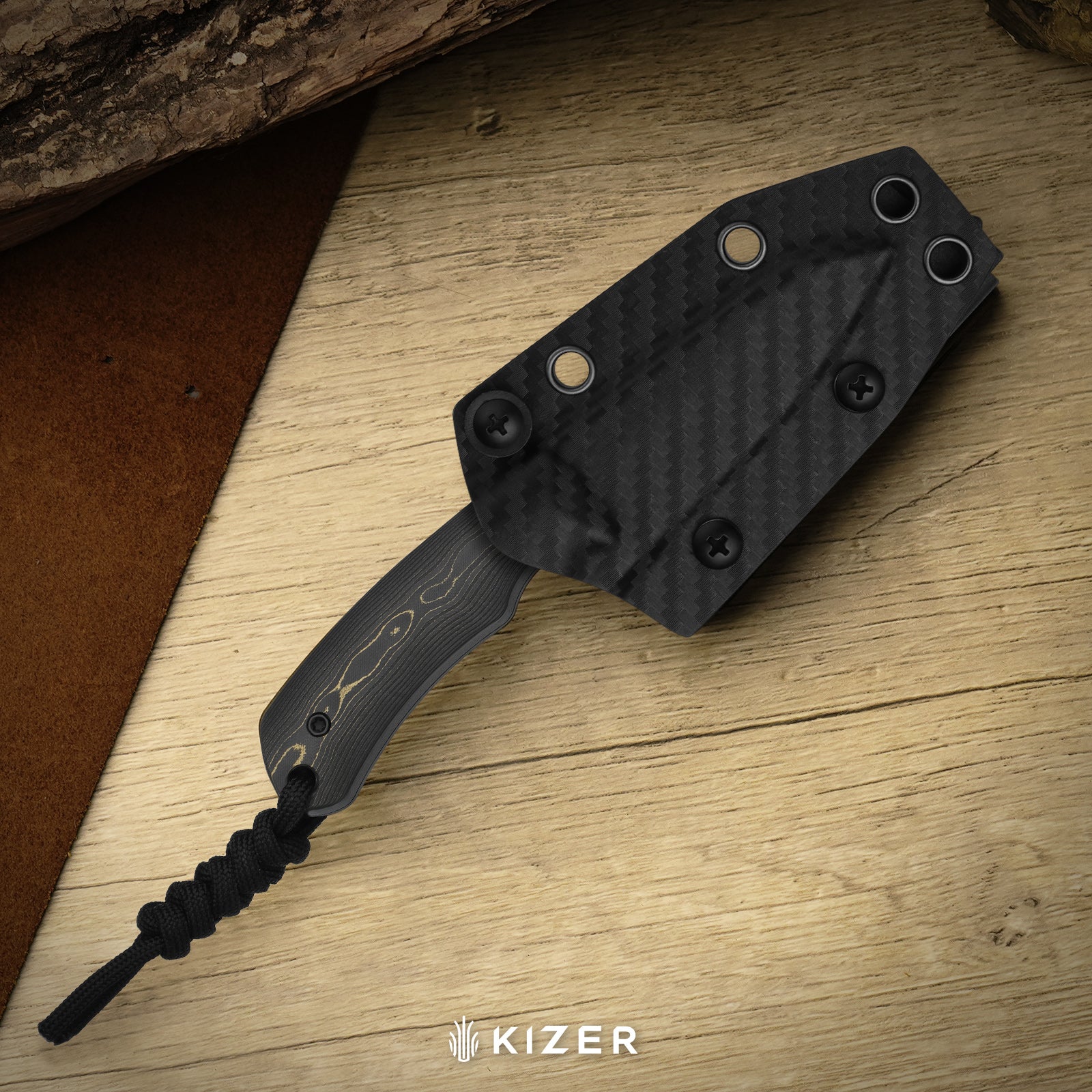 Field Mouse | CPM 3V | FatCarbon Camo Gold | Fixed Blade | KizerB™ 1135A1