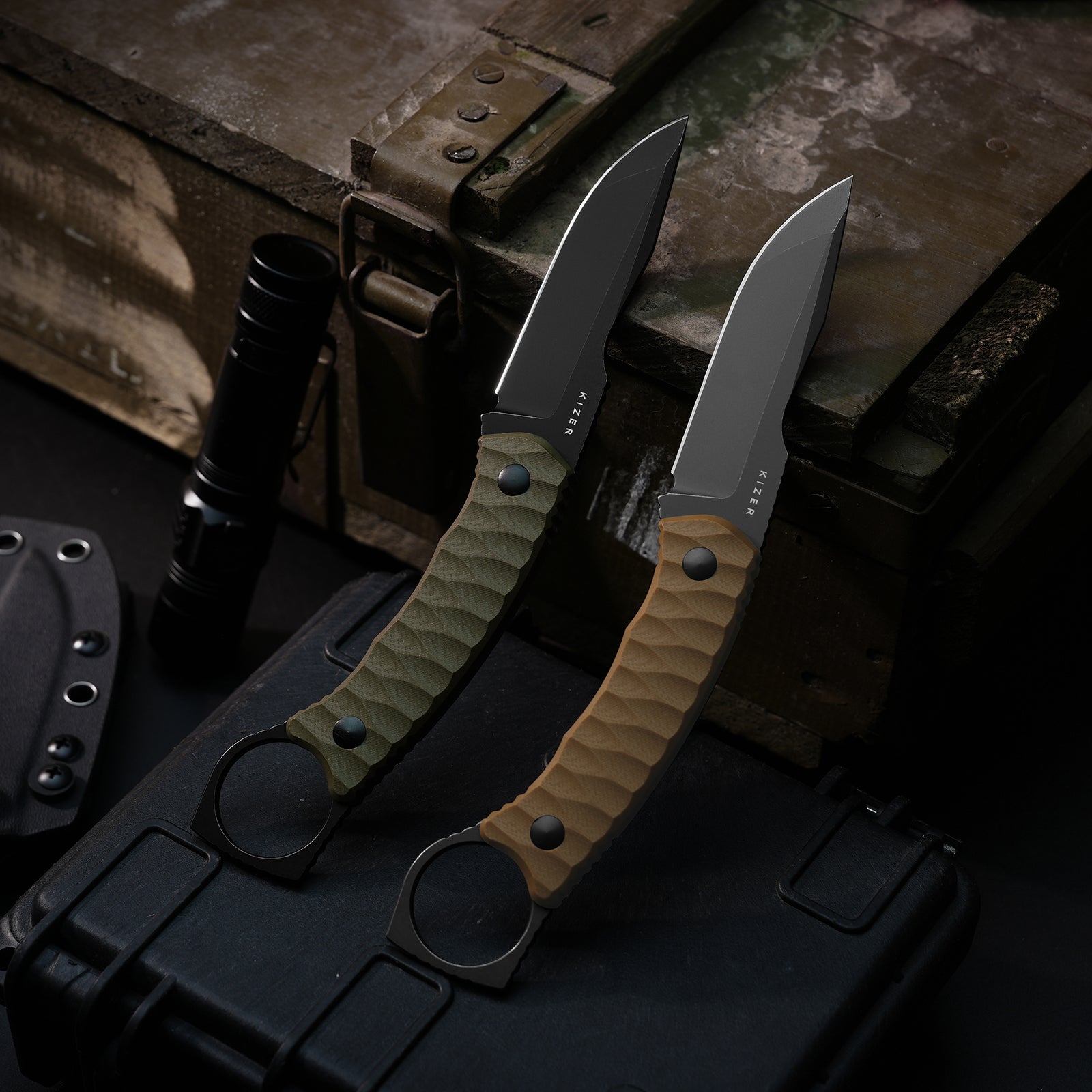 Billy Bones | Deep-Grooved G10 Handle|Lightweight Tactical | AEB-L | Fixed Blade | KizerV™ 1115A1