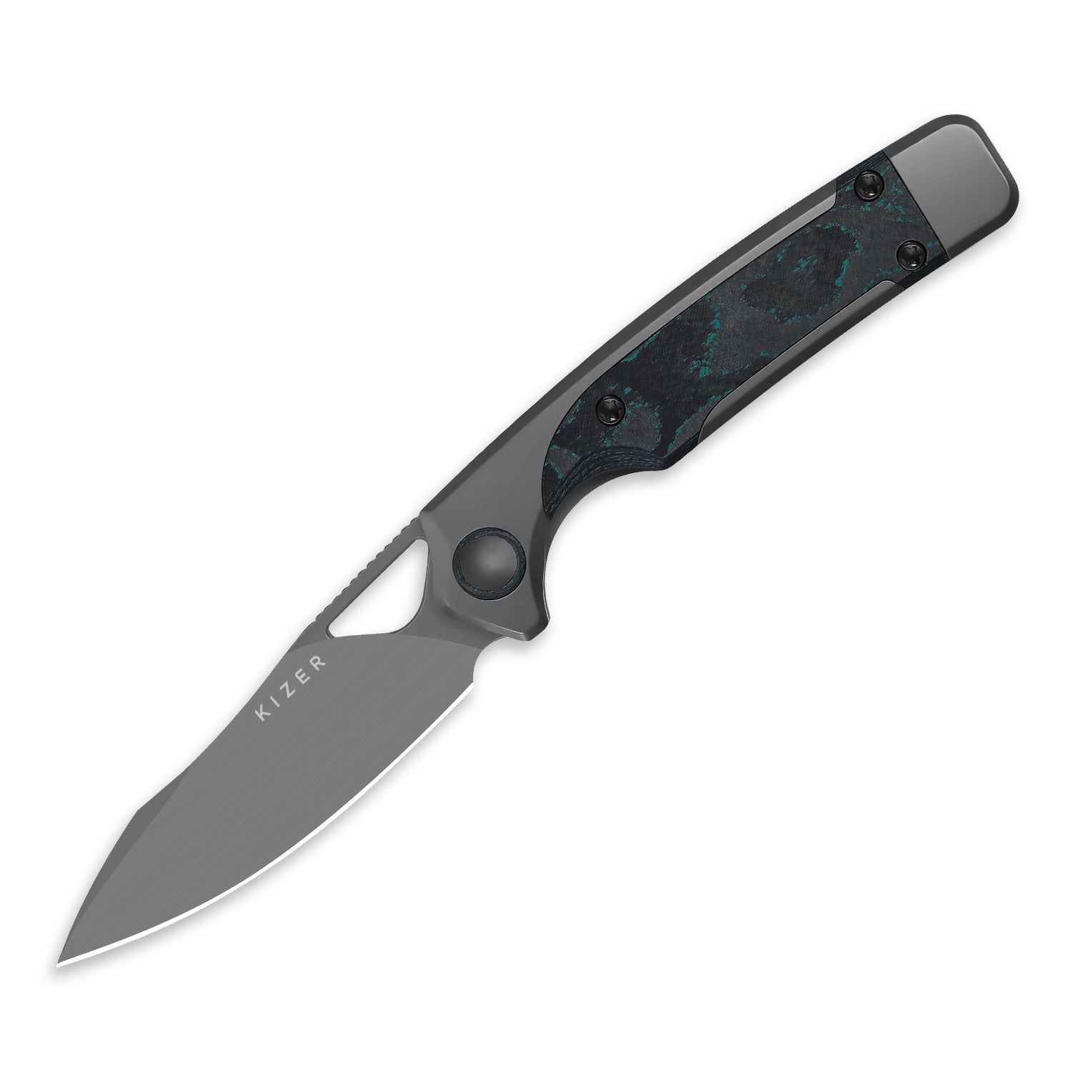 Ara | S45VN | Titanium & Camo Carbon Brittany Blue | KizerB™ 3729A2
