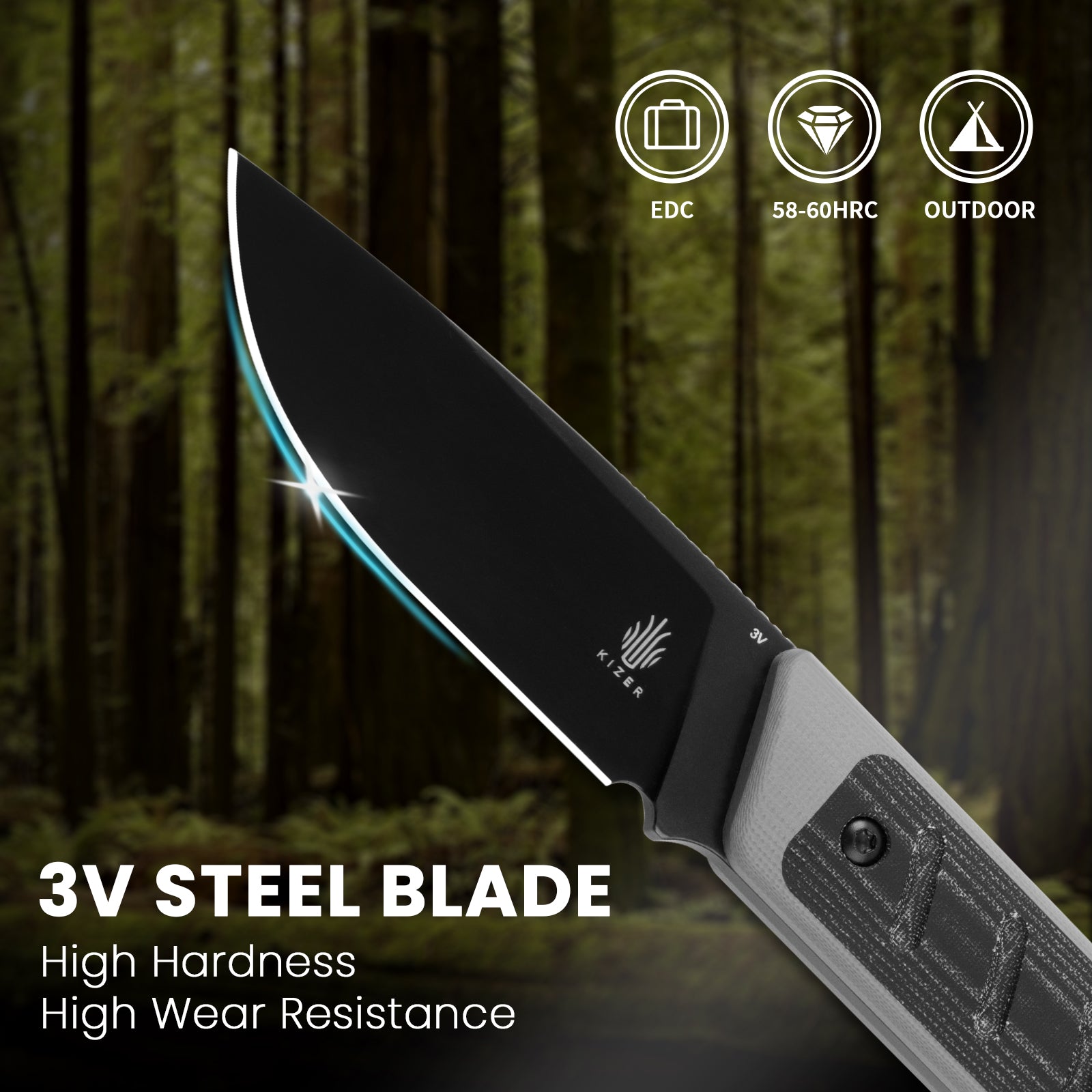 Smolt | 3V | G10+Micarta | KizerV™ 1063A1