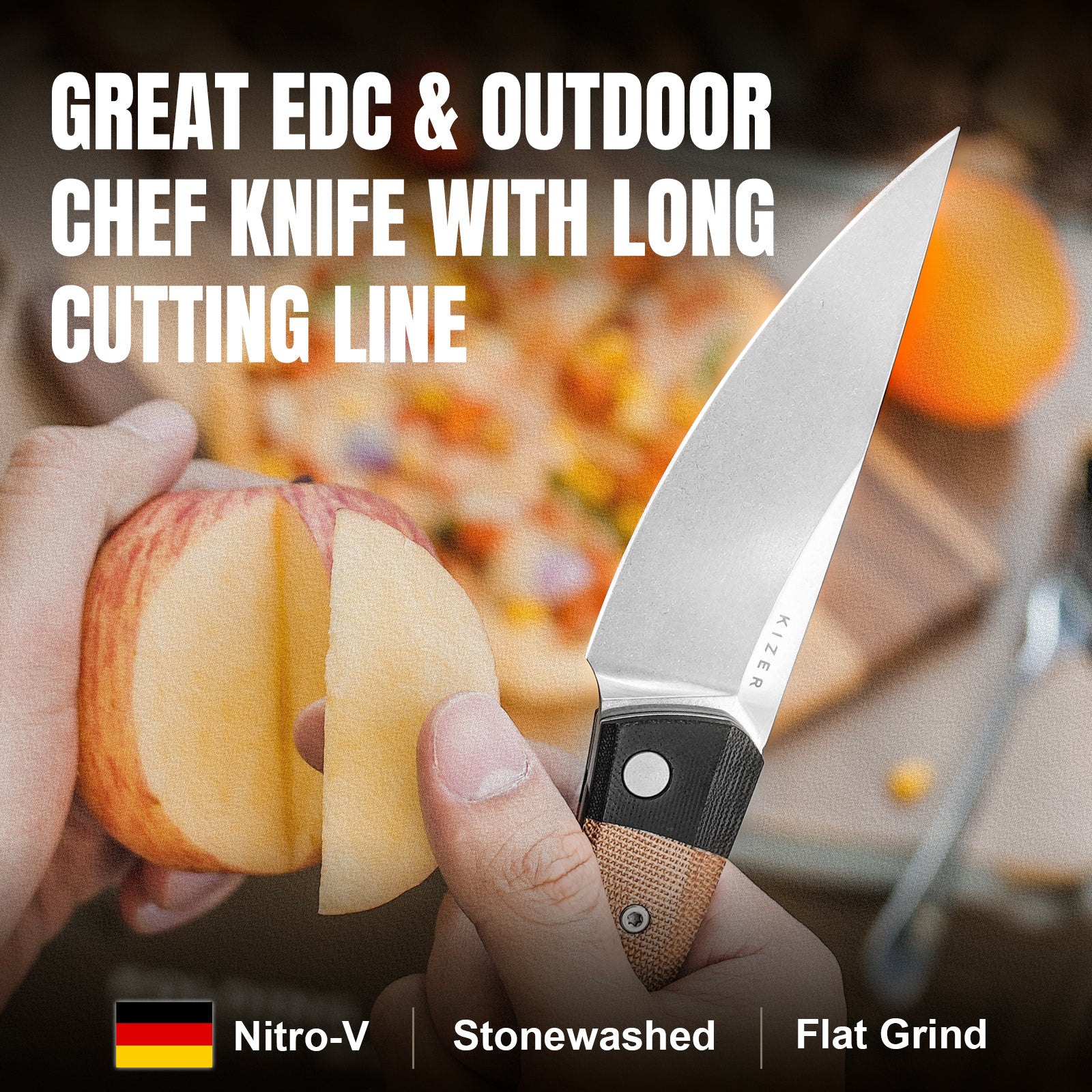 Momo | Nitro-V | Black G10+Micarta | KizerV™ 4663A2