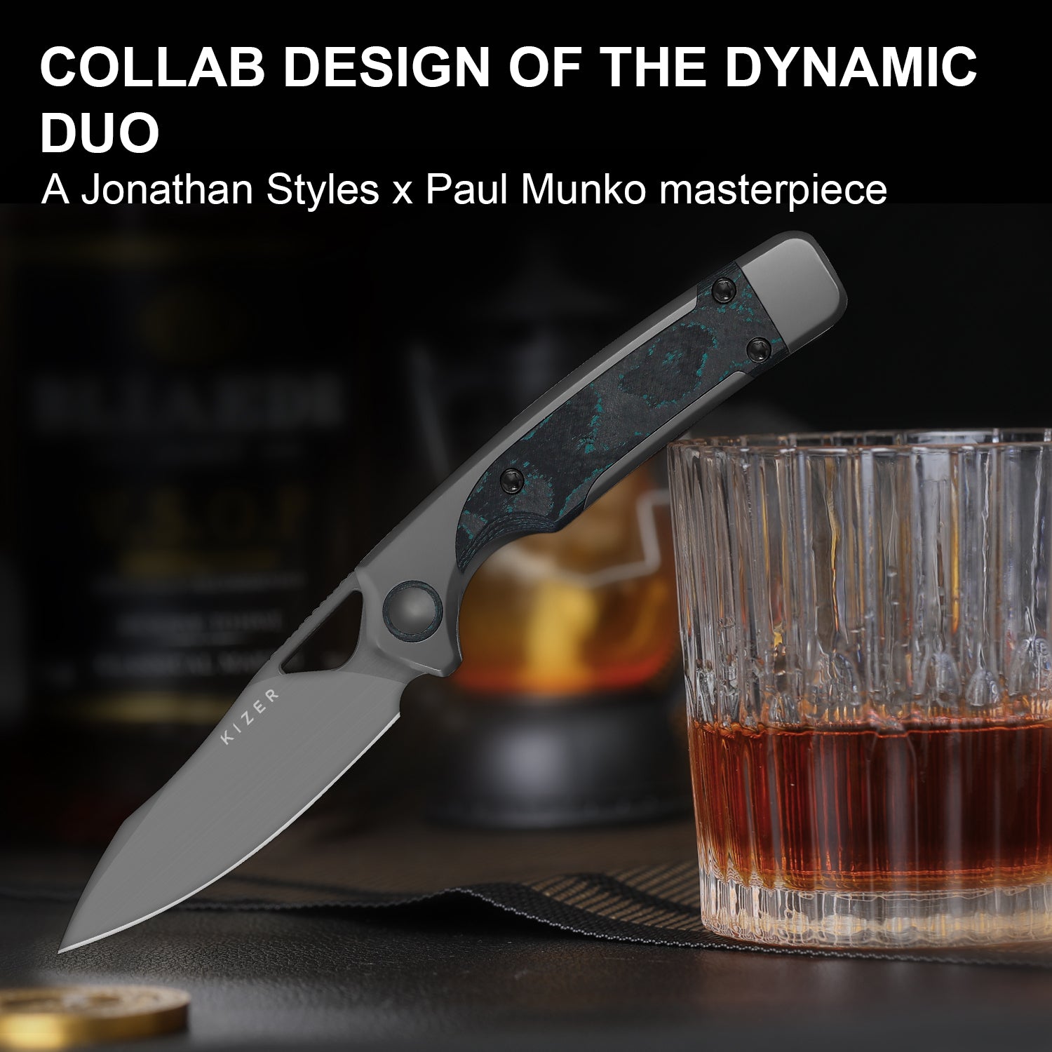 Ara | S45VN | Titanium & Camo Carbon Brittany Blue | KizerB™ 3729A2