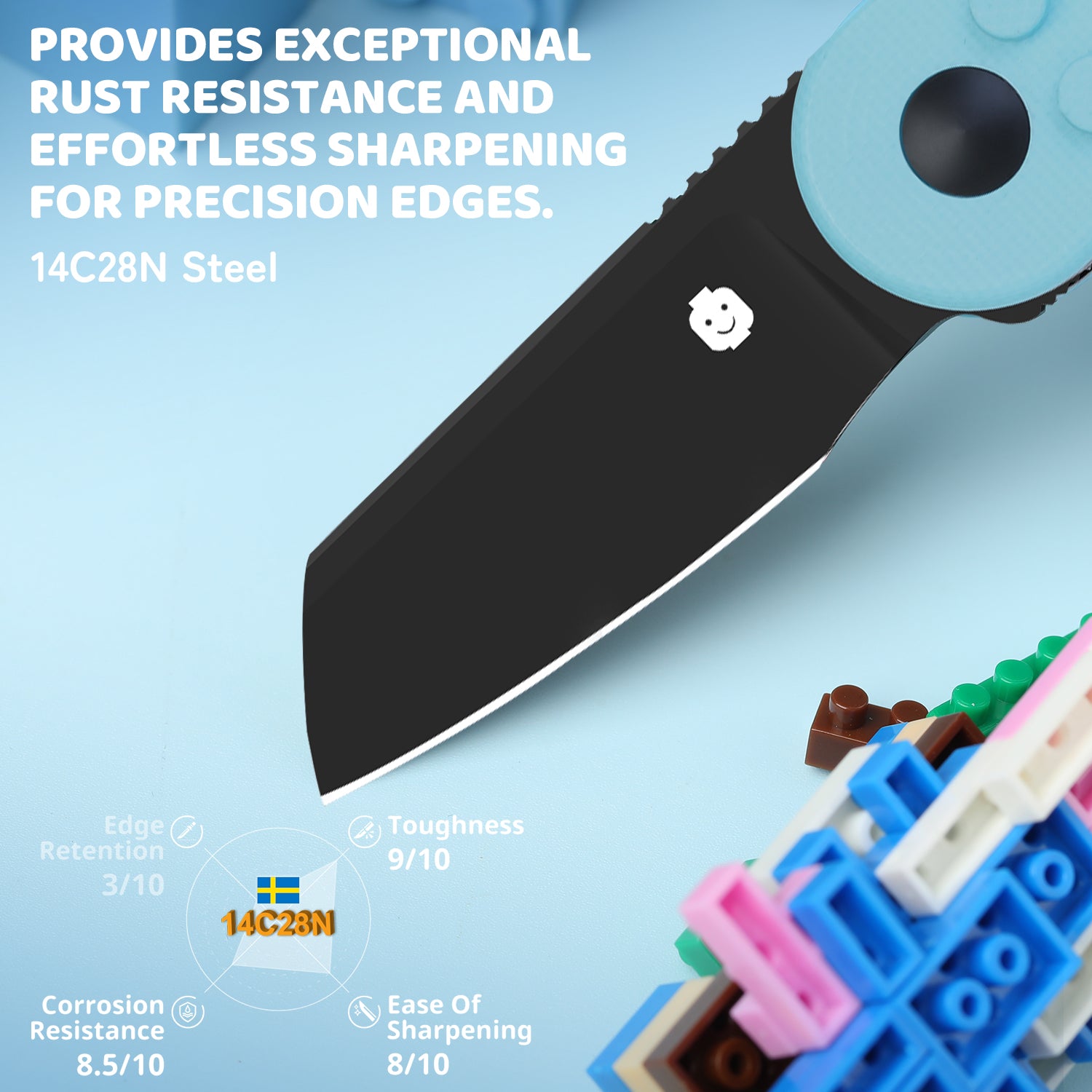 Mini Bay | 14C28N | Blue Brick G10 Handle | KizerV™ 2583A2