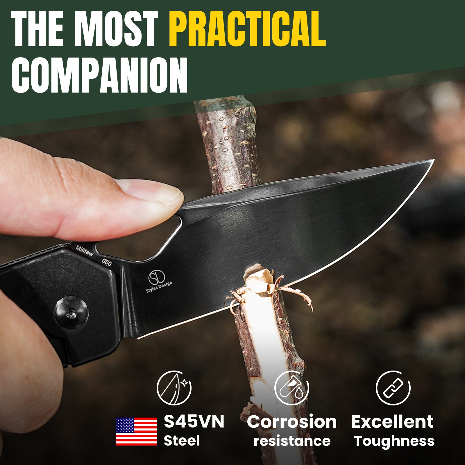 Militaw® | S45VN | Polished DLC | Titanium & Fatcarbon | KizerB™ 3634A3