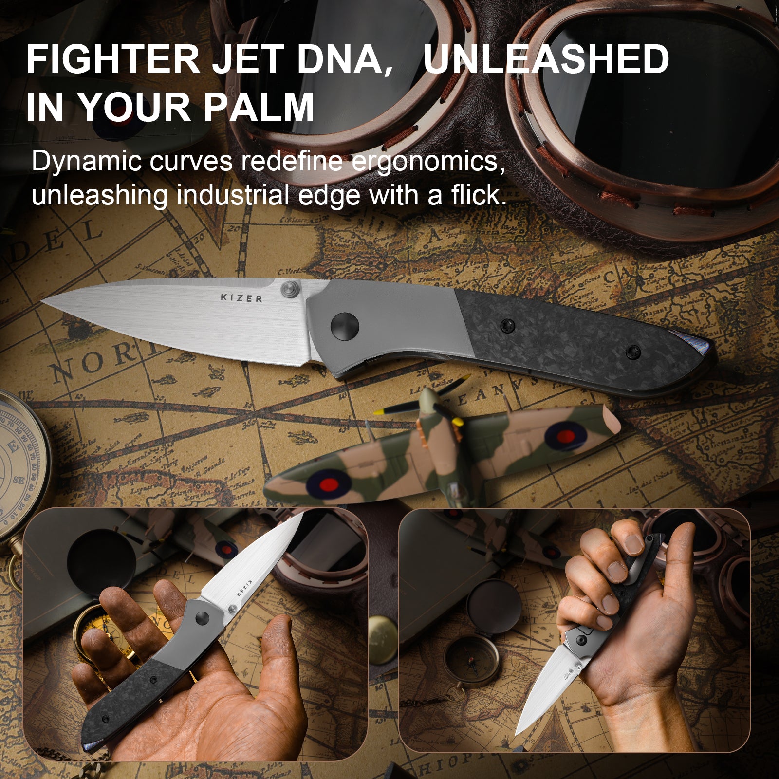 Spitfire | S35VN | Titanium & Carbon Fiber | Ki3690A1