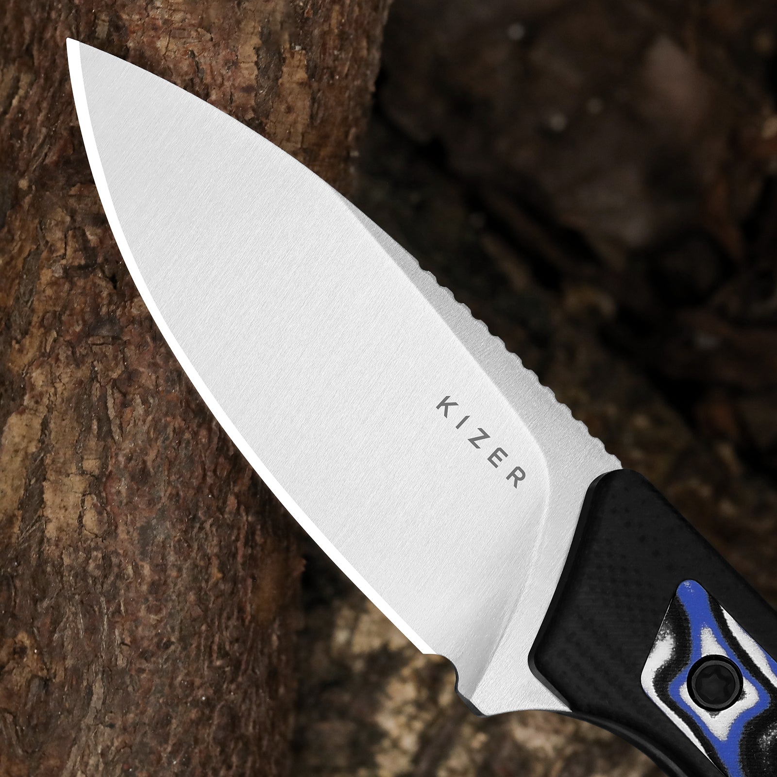 Whiskey Jack | Multiple Carry Options | Vortex Pattern Micarta | Skeletonized Tang | AEB-L | KizerV™ 1108A6