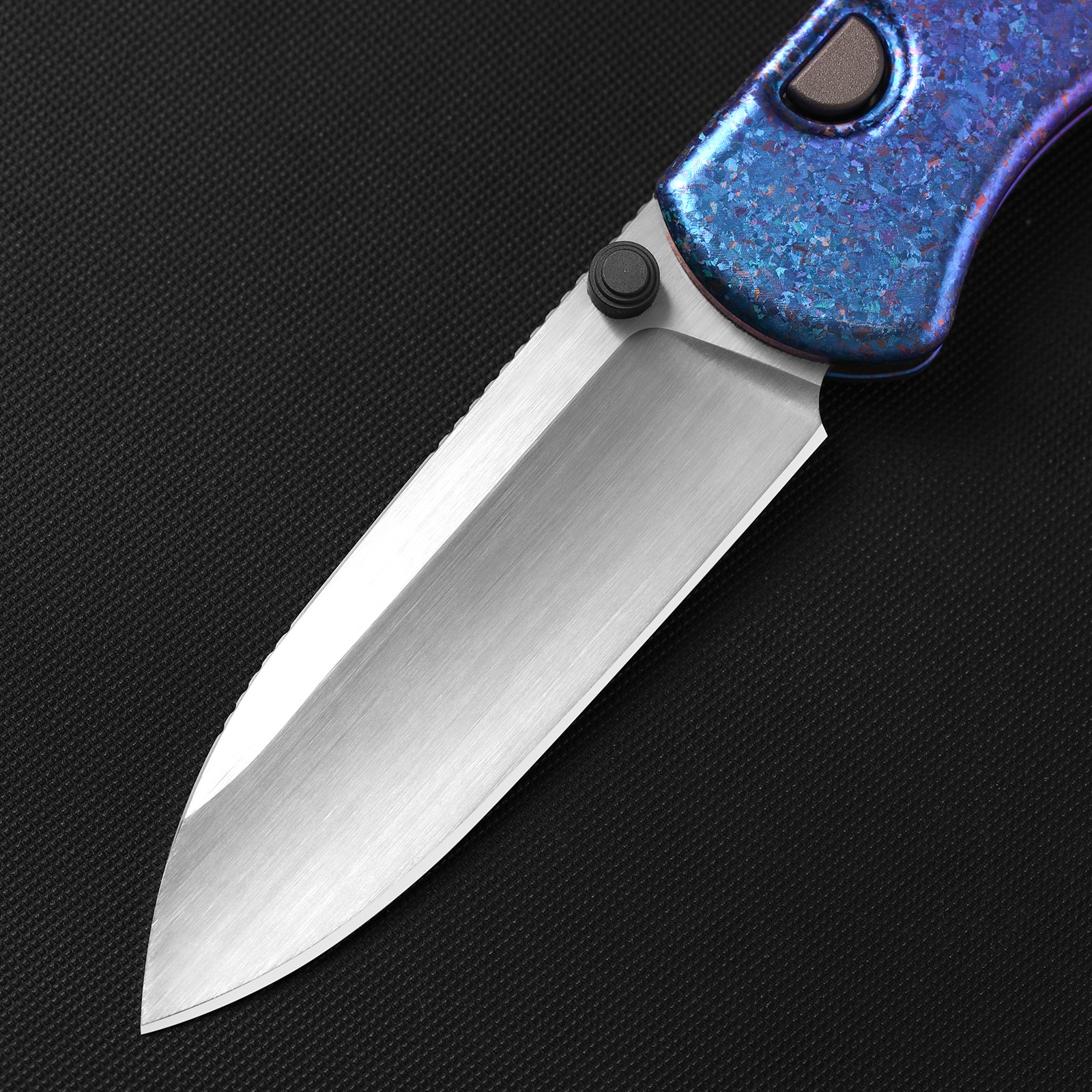 Drop Bear® Zero | Kizer Button Liner Lock™ | Elmax + Hand-Brushed + Hollow Grind | Crystallized Titanium | KizerB™ 3619BDA5