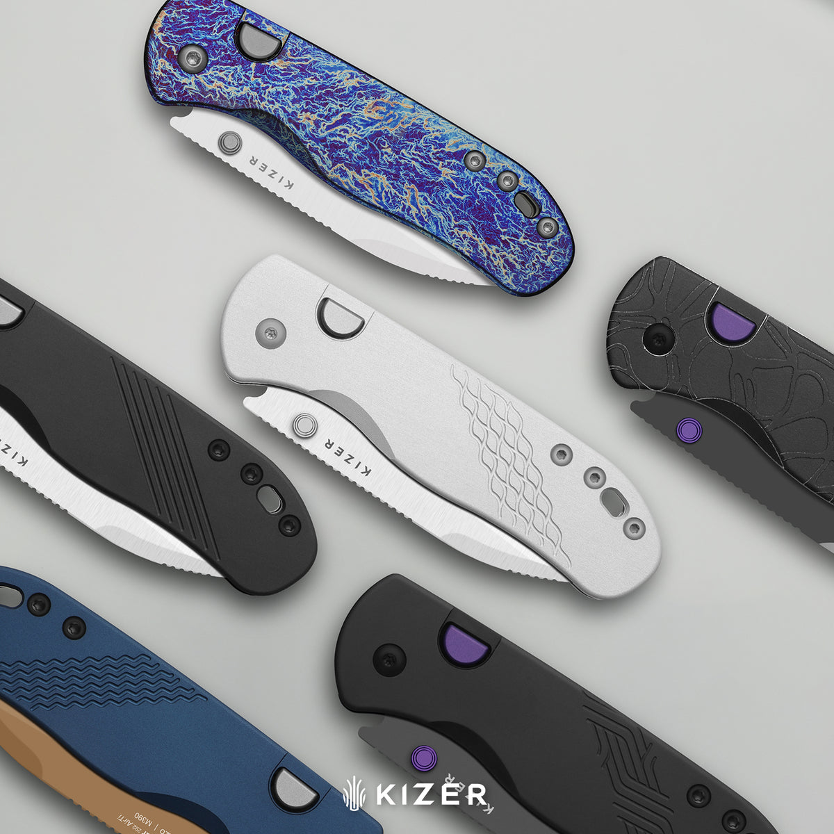 Drop Bear 292 AirTi | Kizer Button Liner Lock™ | M390 + Satin | Gray Milled Aluminum | KizerB™ 3619.292BD2
