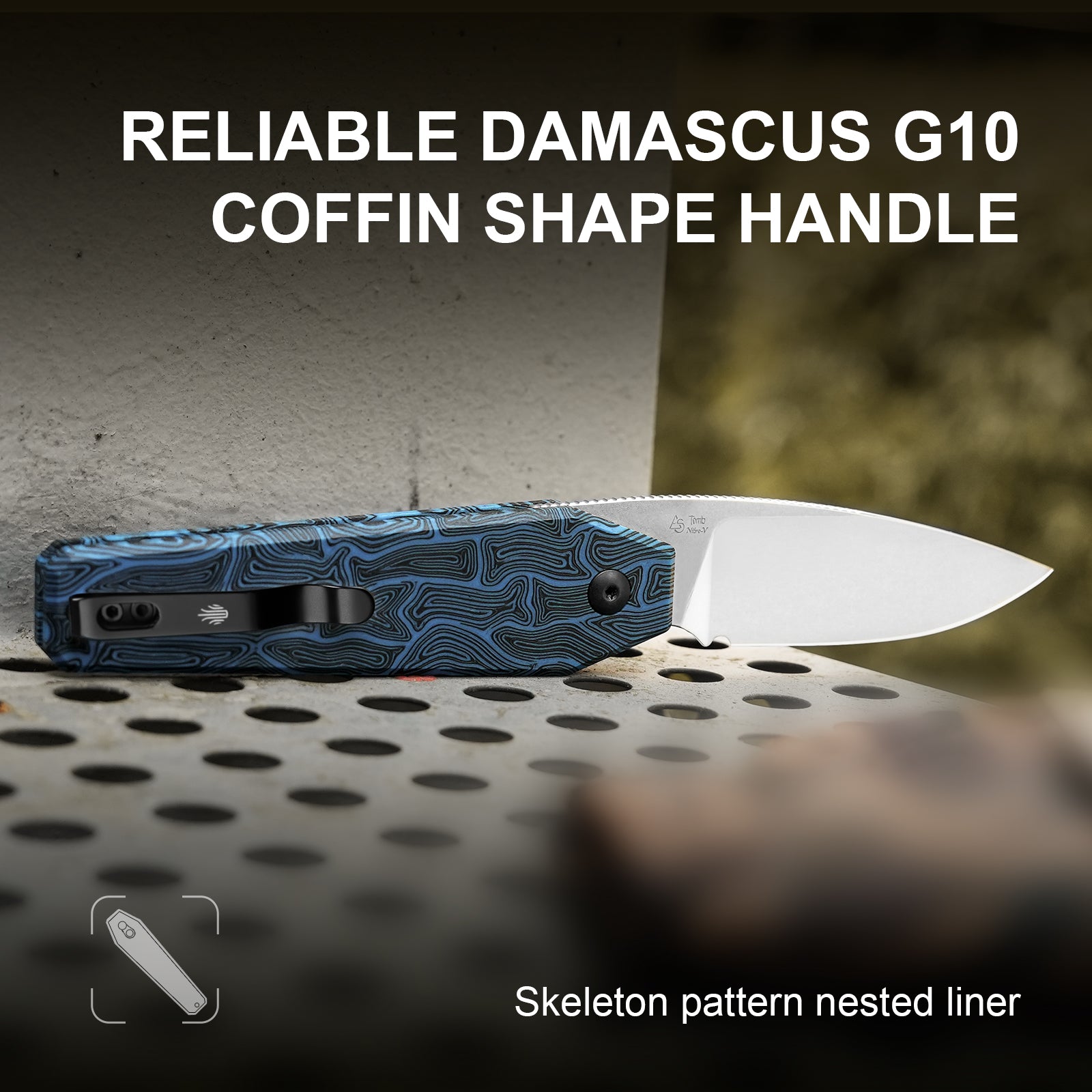 Tomb | Nitro-V | Damascus G10(BL & BK) | V3692A3