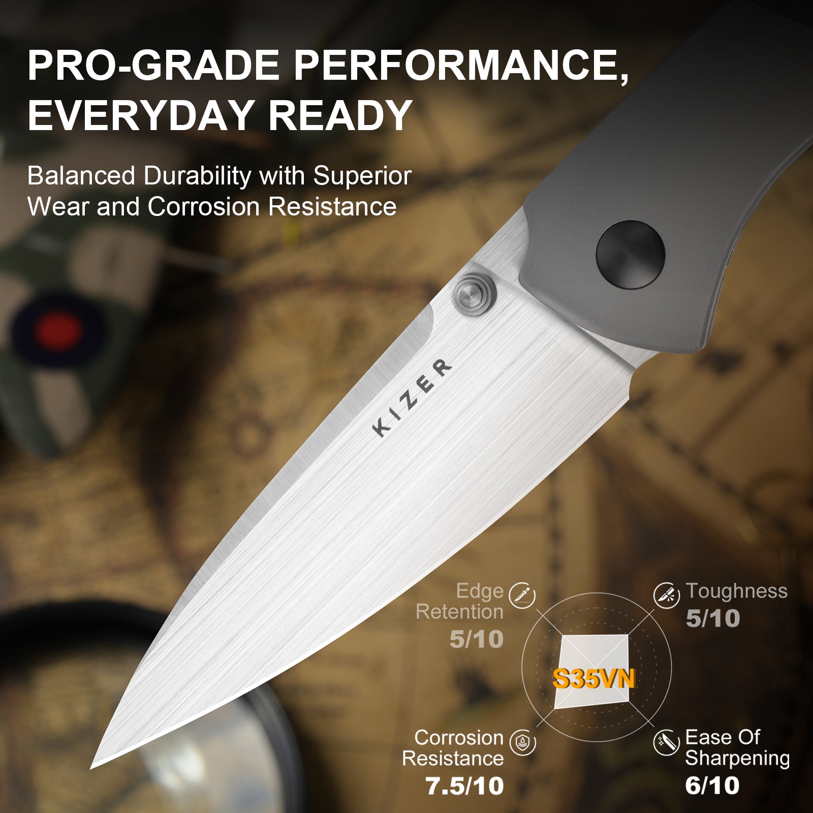 Spitfire | S35VN | Titanium & Carbon Fiber | Ki3690A1