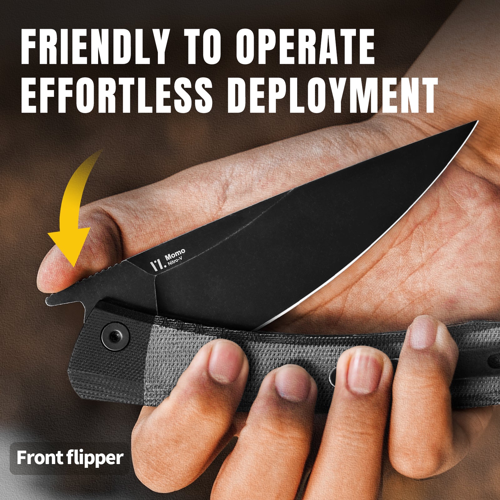 Momo | Nitro-V | Black G10+Micarta | KizerV™ 4663A1