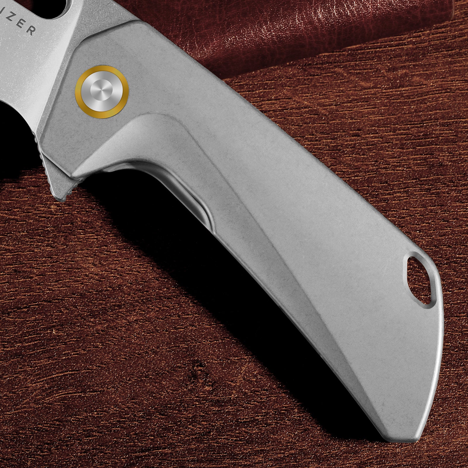 Takahe | Titanium Handle | Gold Pivot Collar | Stonewashed | KizerB™ 3701A1