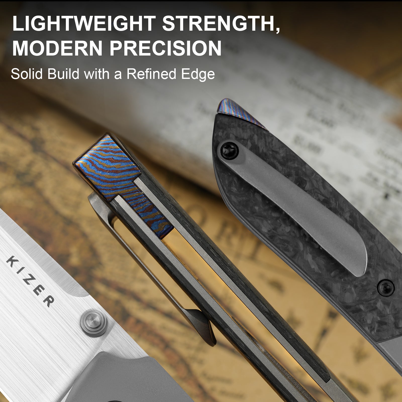 Spitfire | S35VN | Titanium & Carbon Fiber | KizerB™ 3690A1