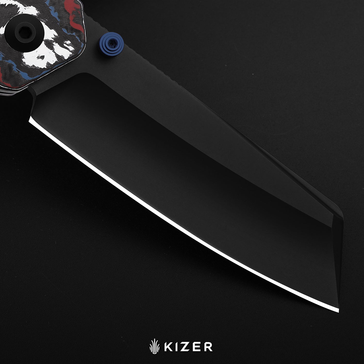 Madrac | Kizer Button Liner Lock™ | CamoCarbon Brittany Blue | S45VN + Hollow Grind + Polished DLC Ultra | KizerB™ 3693A3