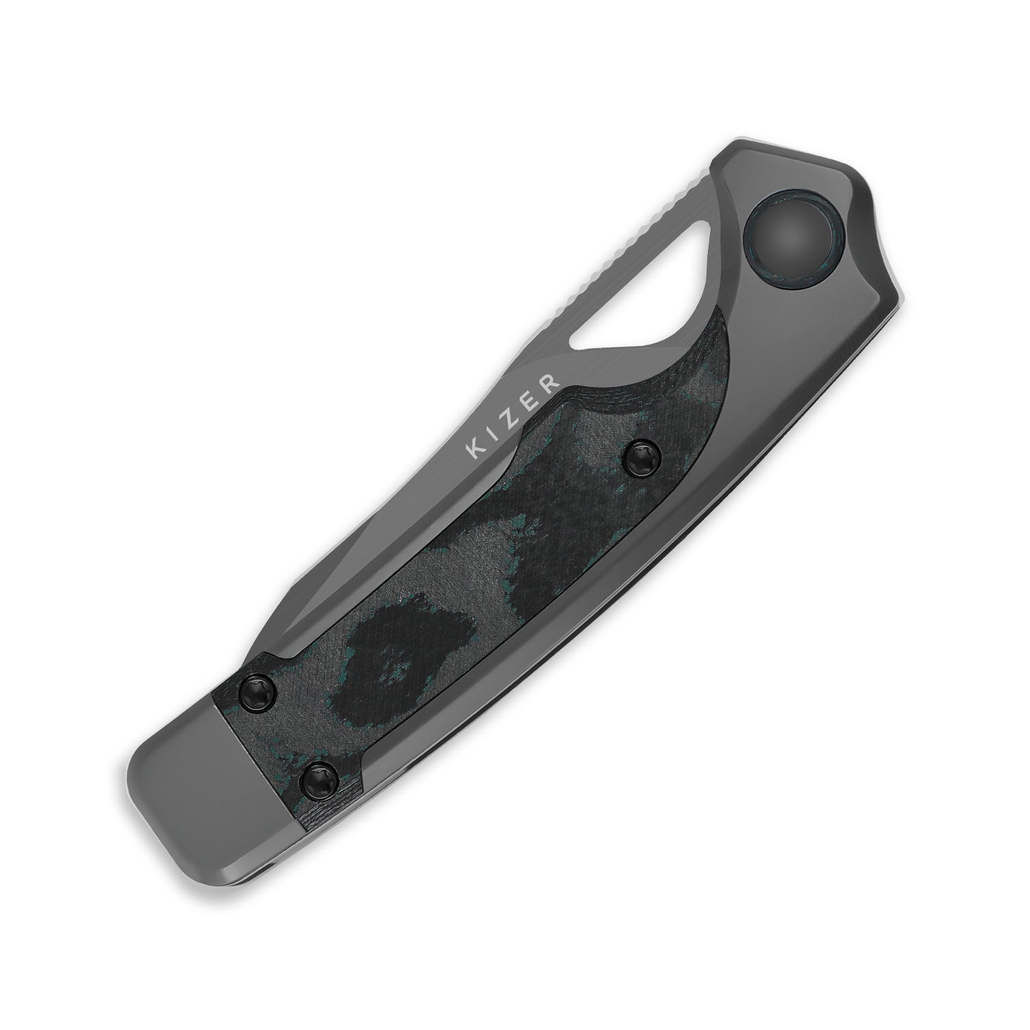 Ara | S45VN | Titanium & Camo Carbon Brittany Blue | KizerB™ 3729A2