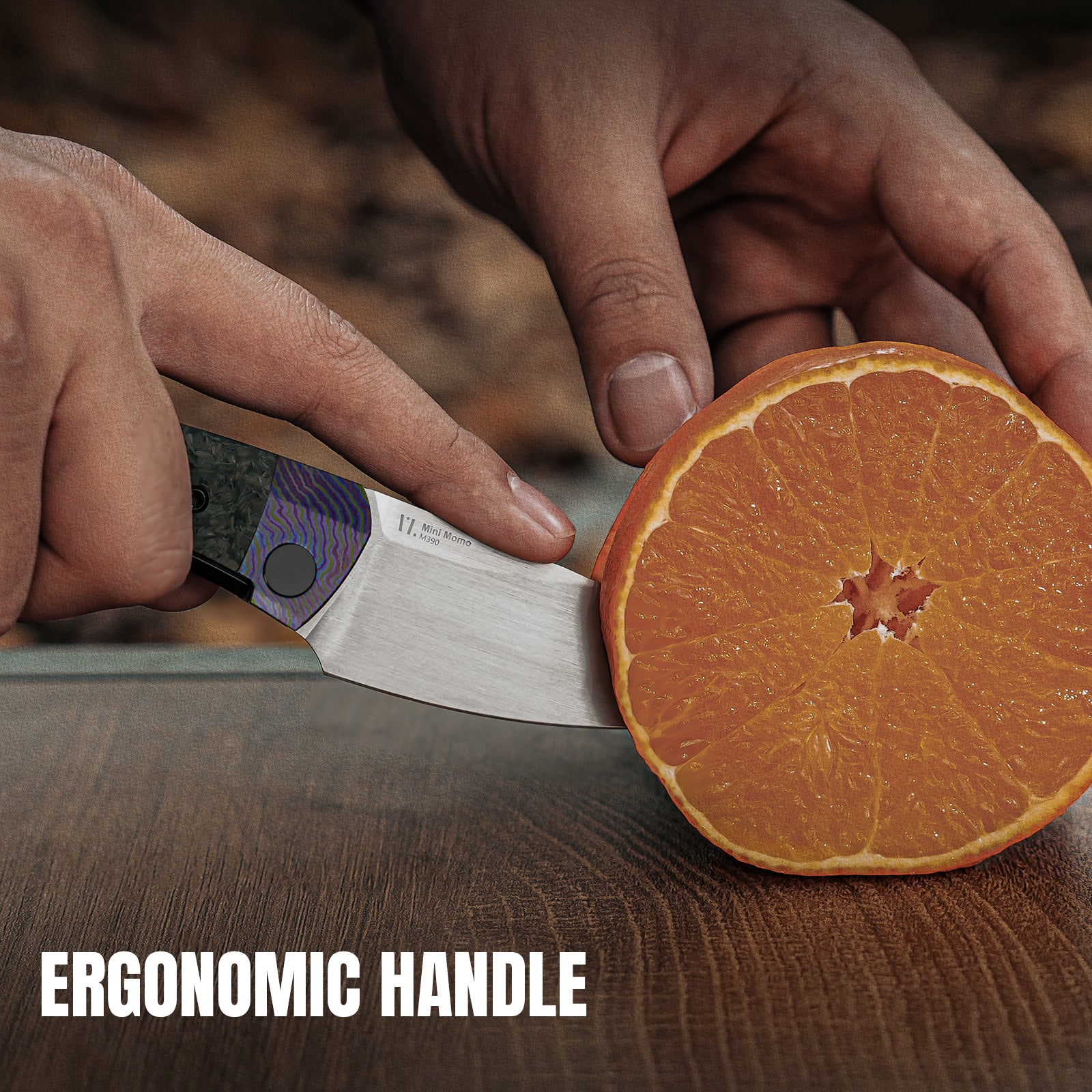 Mini MoMo | M390 | Timascus+Marble Carbon Fiber | KizerB™ 3663A4