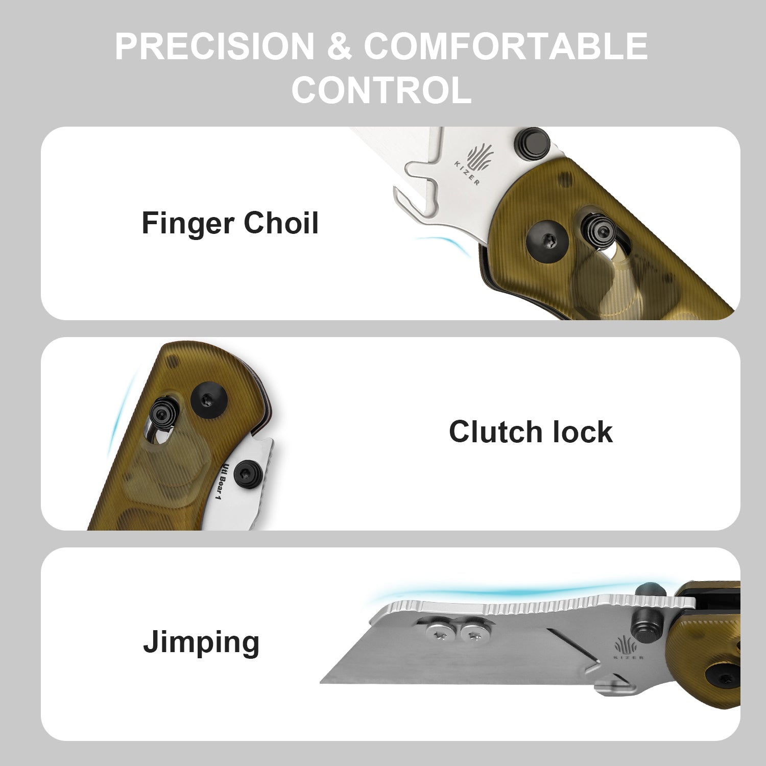Drop Bear® Utility | Kizer Clutch Lock™ | Uti BEAR 1 | SK5 & 50Cr15MoV | PEI | KizerV™ 3619JA4